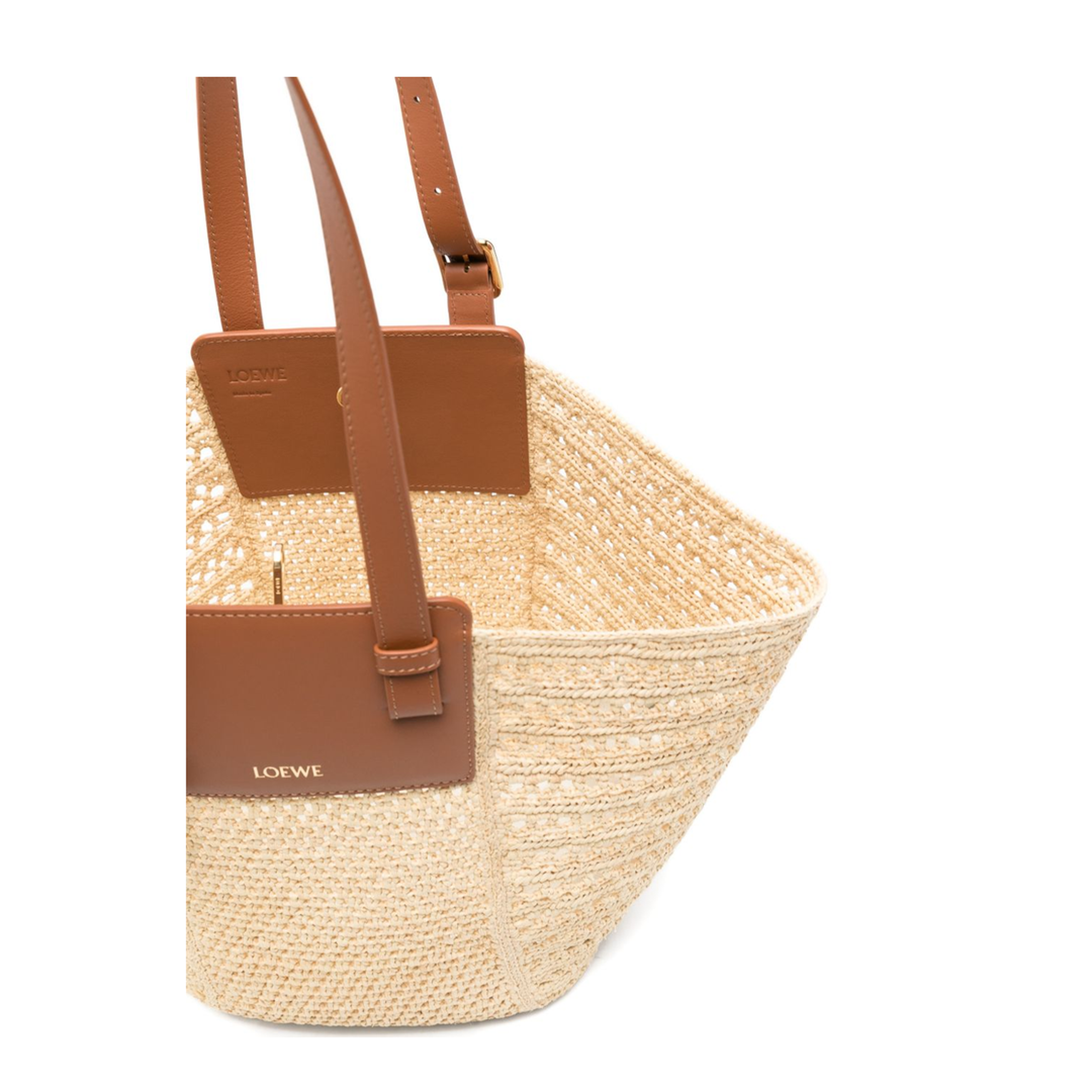 Hammock Medium Raffia/Calfskin Cabas - Natural/Tan - Image 2