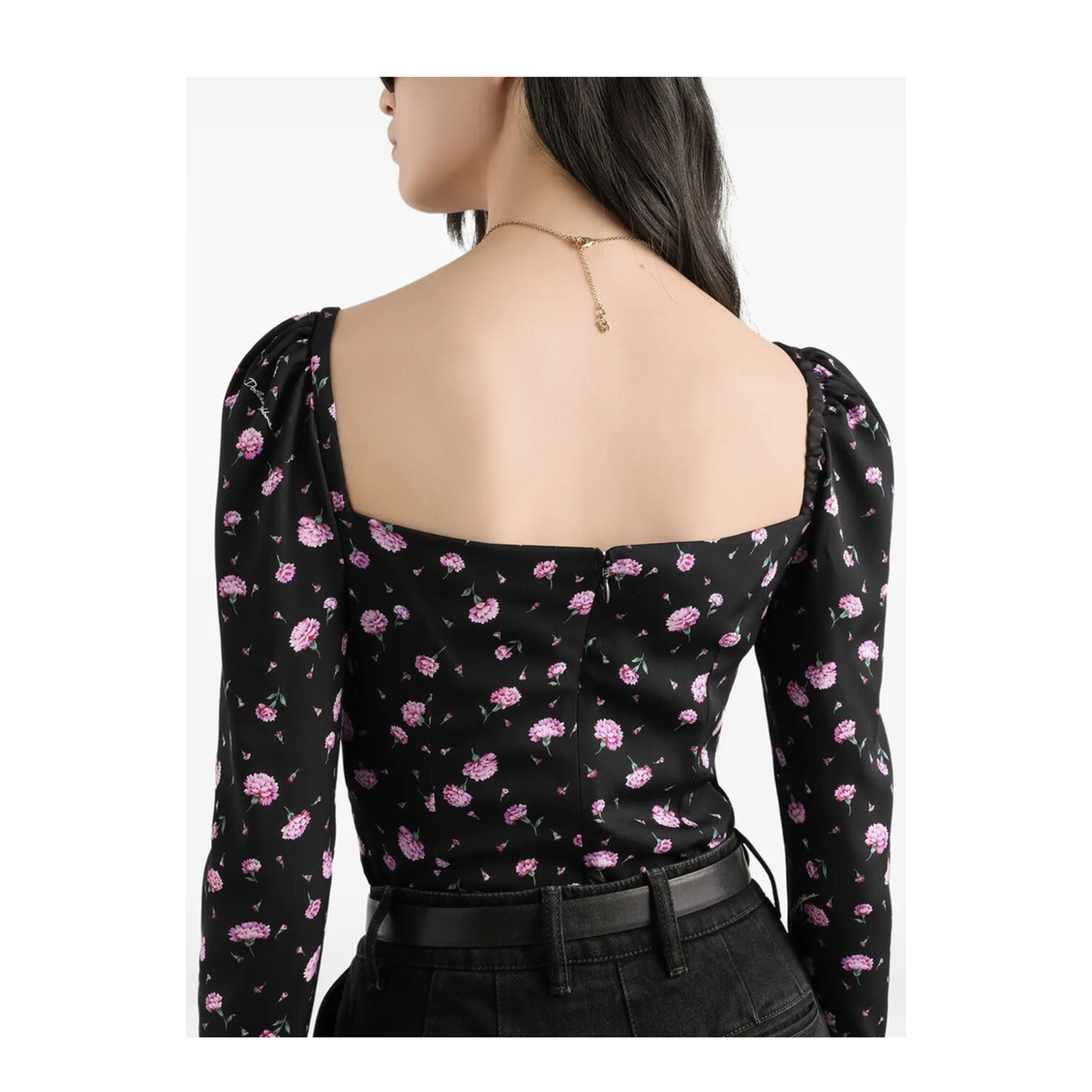 Carnations-Print Silk Top - Image 5