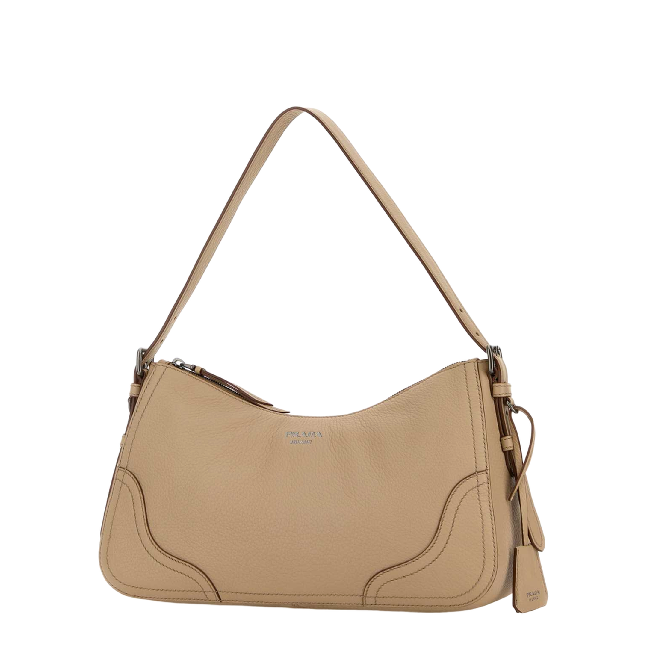 Aimèe Large Leather Shoulder Bags - Sand Beige - Image 2