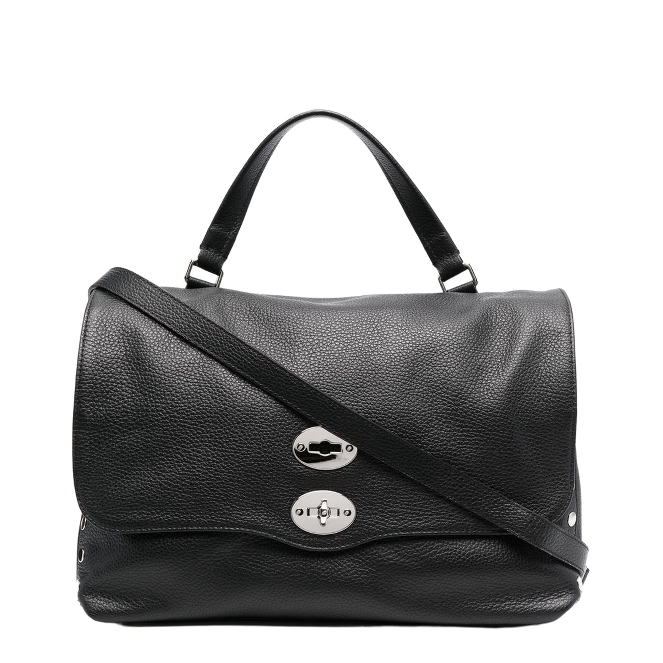 Postina Daily Medium Calf Leather Top-Handle Bag - Black Nero (Nero) - Image 1
