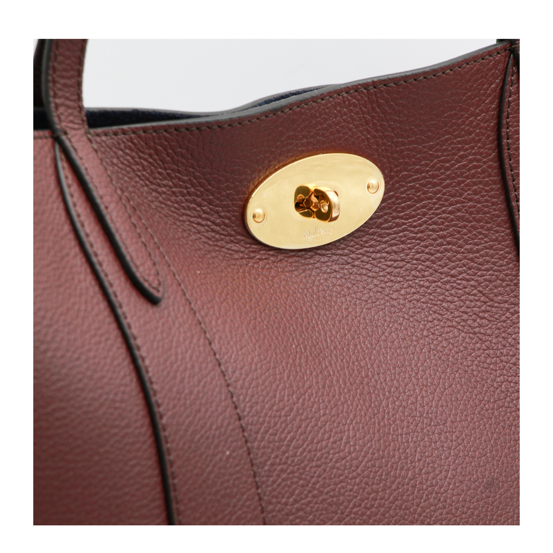 Bayswater Small Classic Grain Leather Tote - Burgundy - Image 8