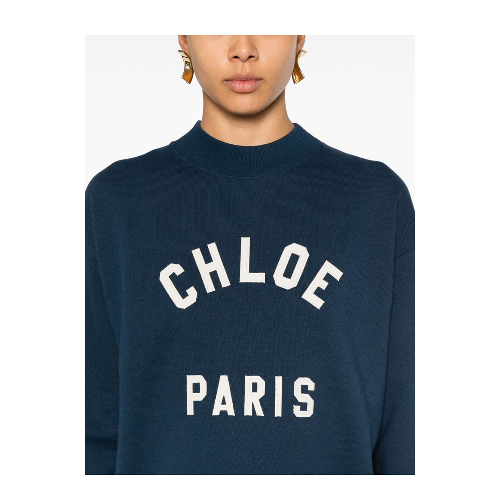 Mock-neck logo sweater in cotton fleece - Image 4