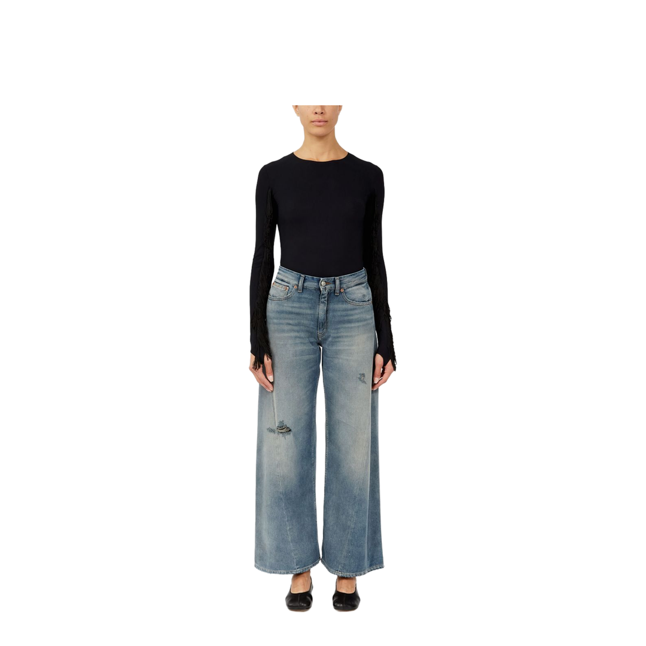 Wide-leg jeans with worn effect - Image 4