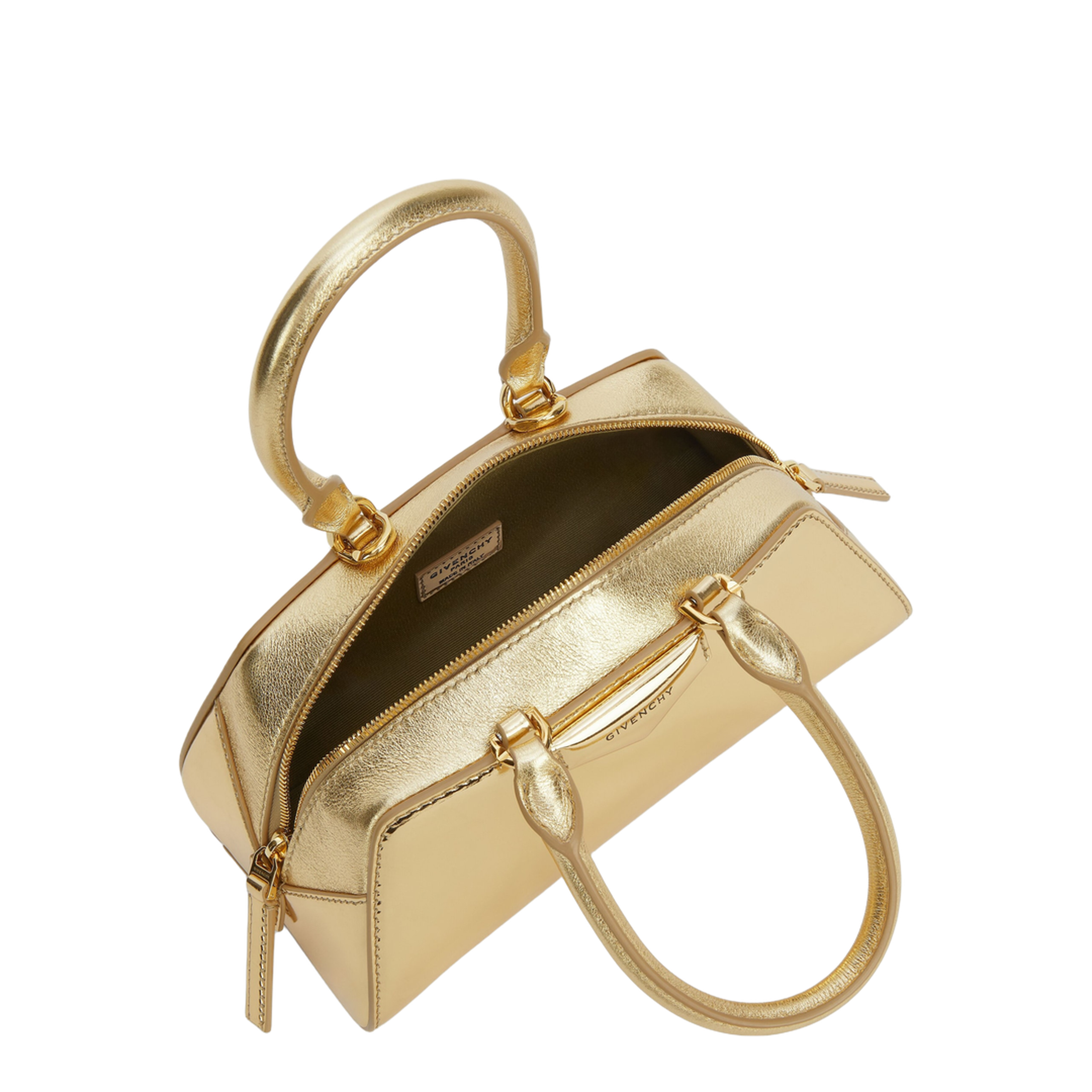 Antigona Mini Laminated Leather Handbag - Golden - Image 4