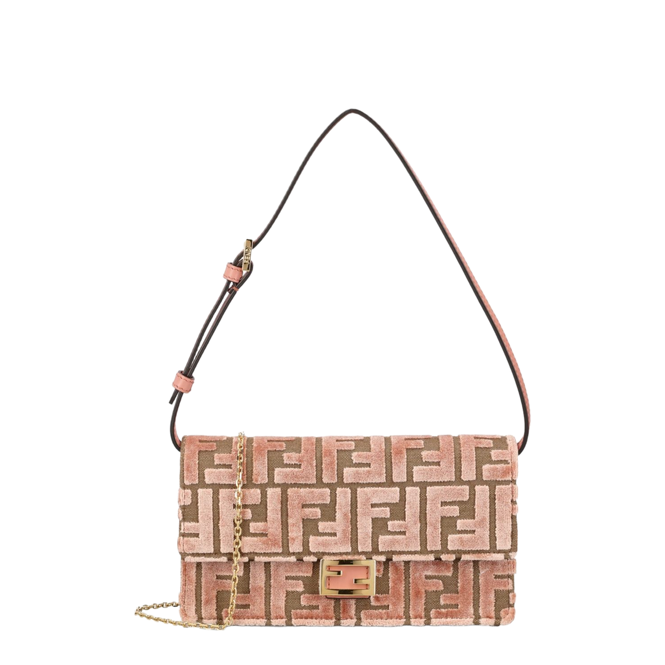 Wallet On Chain Baguette Fabric Pink - Image 1