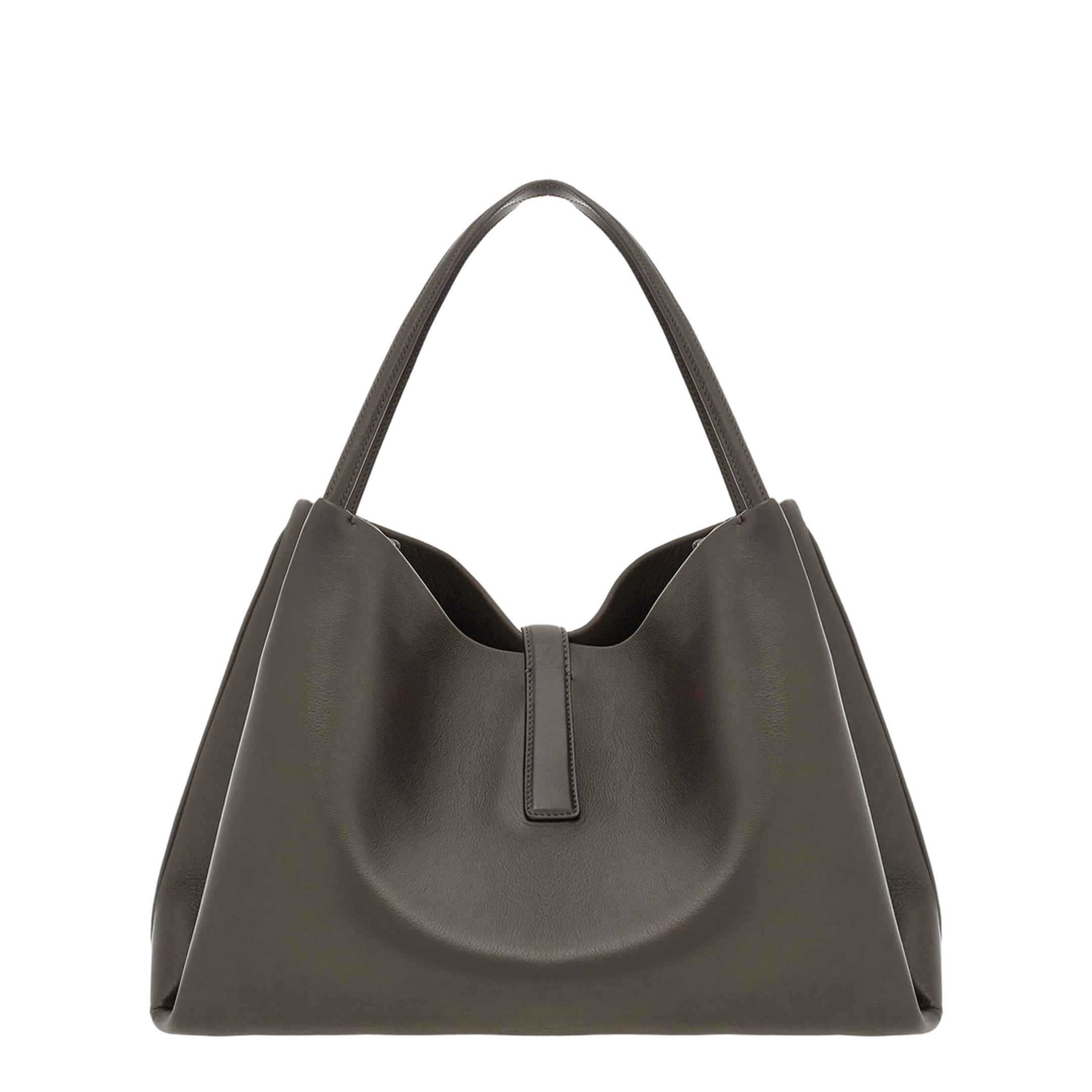 Large Leather Shoulder Bag - Grey - Image 3