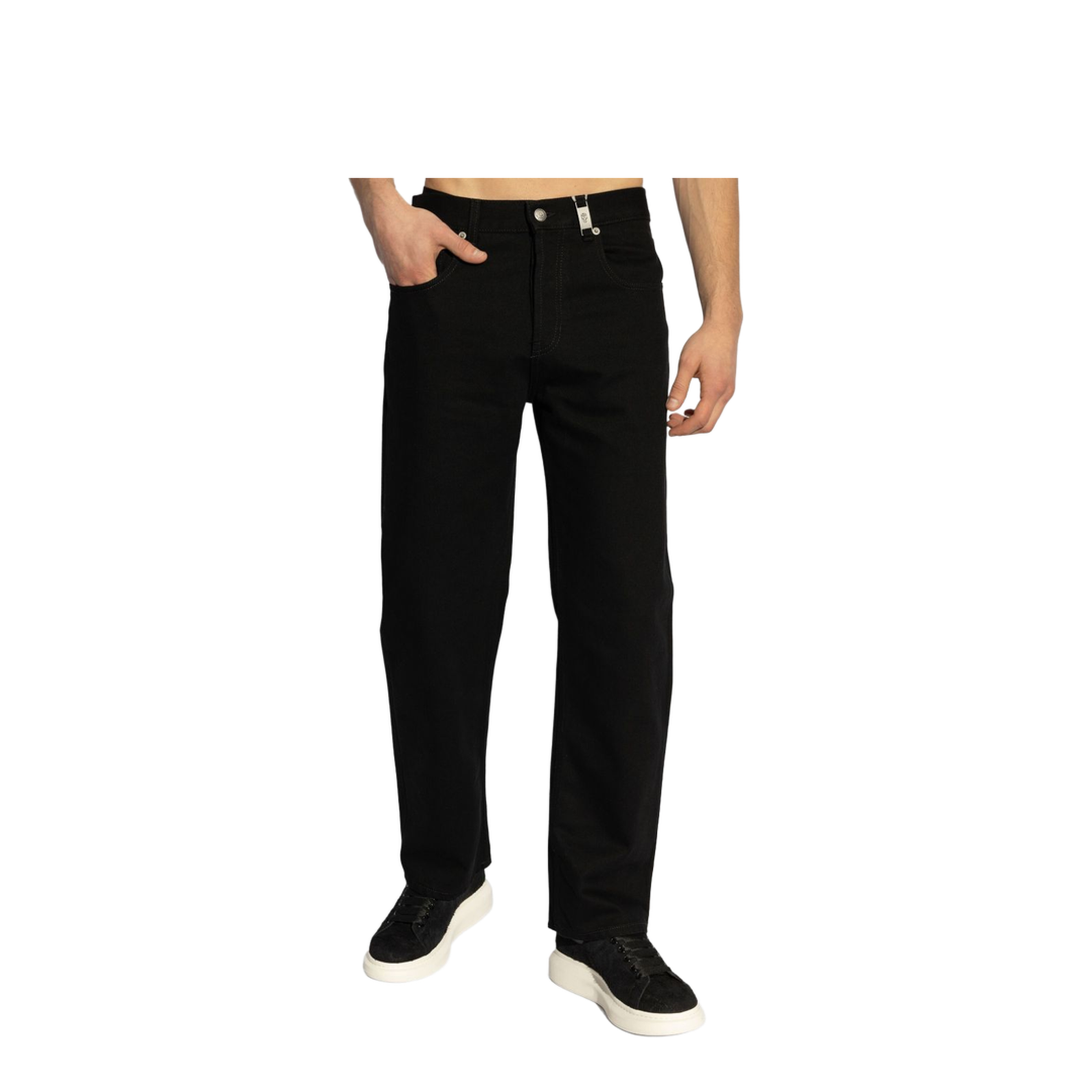 Black Straight Leg Denim Jeans - Image 2