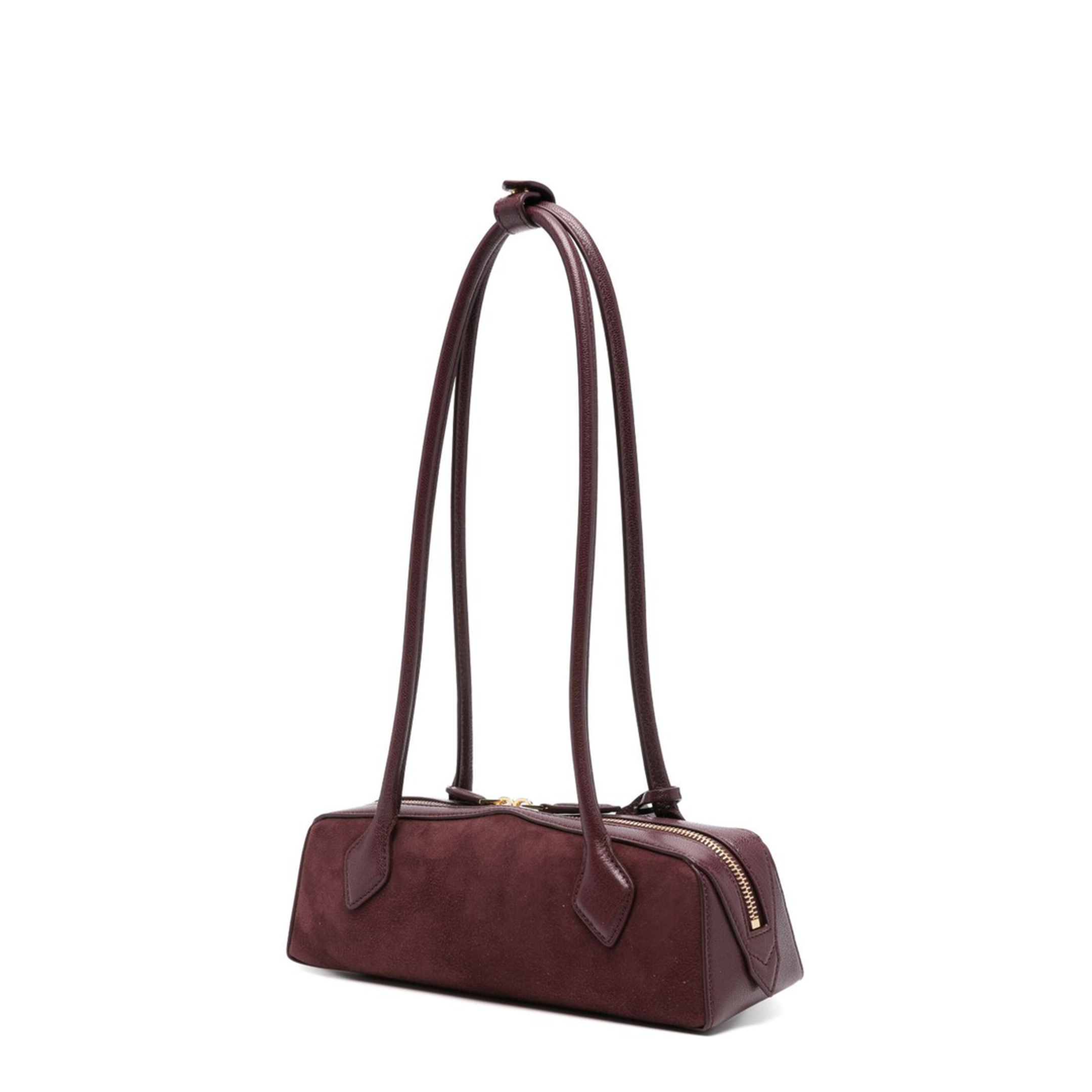 Le Teckel Small Bi-material Leather Shoulder Bag - Rouge Grenat - Image 5