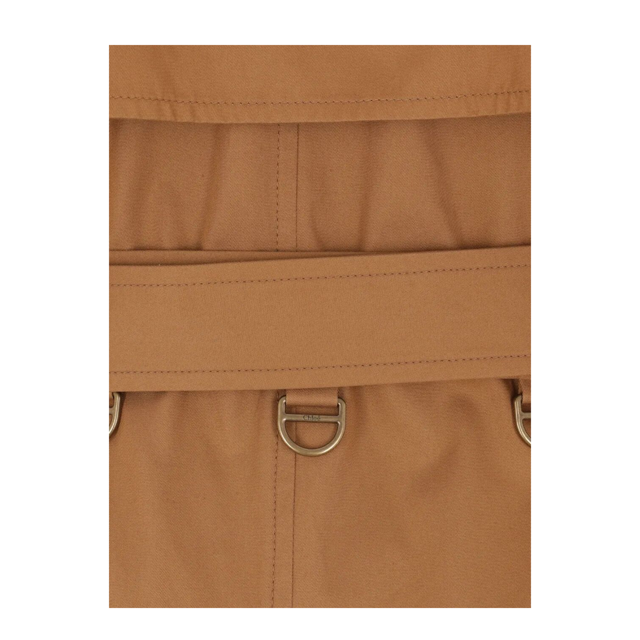 Cotton Gabardine Belted Long Trench Coat - Image 3