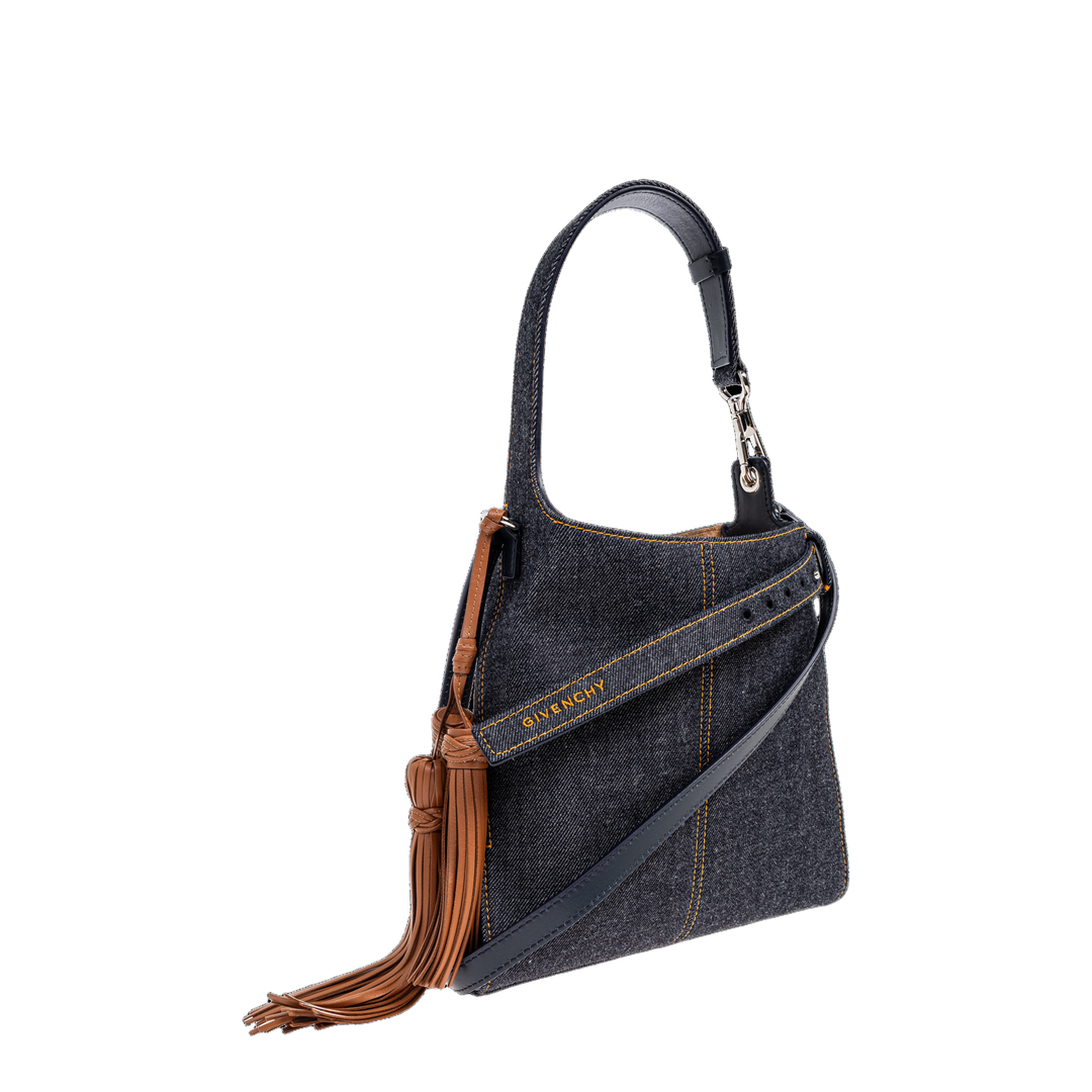 Mini Belted Hobo Bag in Denim - Indigo Blue - Image 4