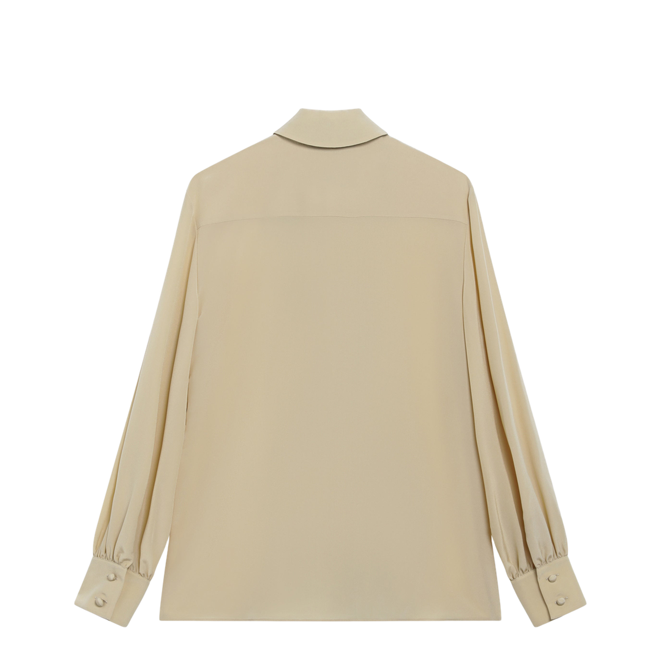 Light Beige Silk Bow Shirt - Image 2