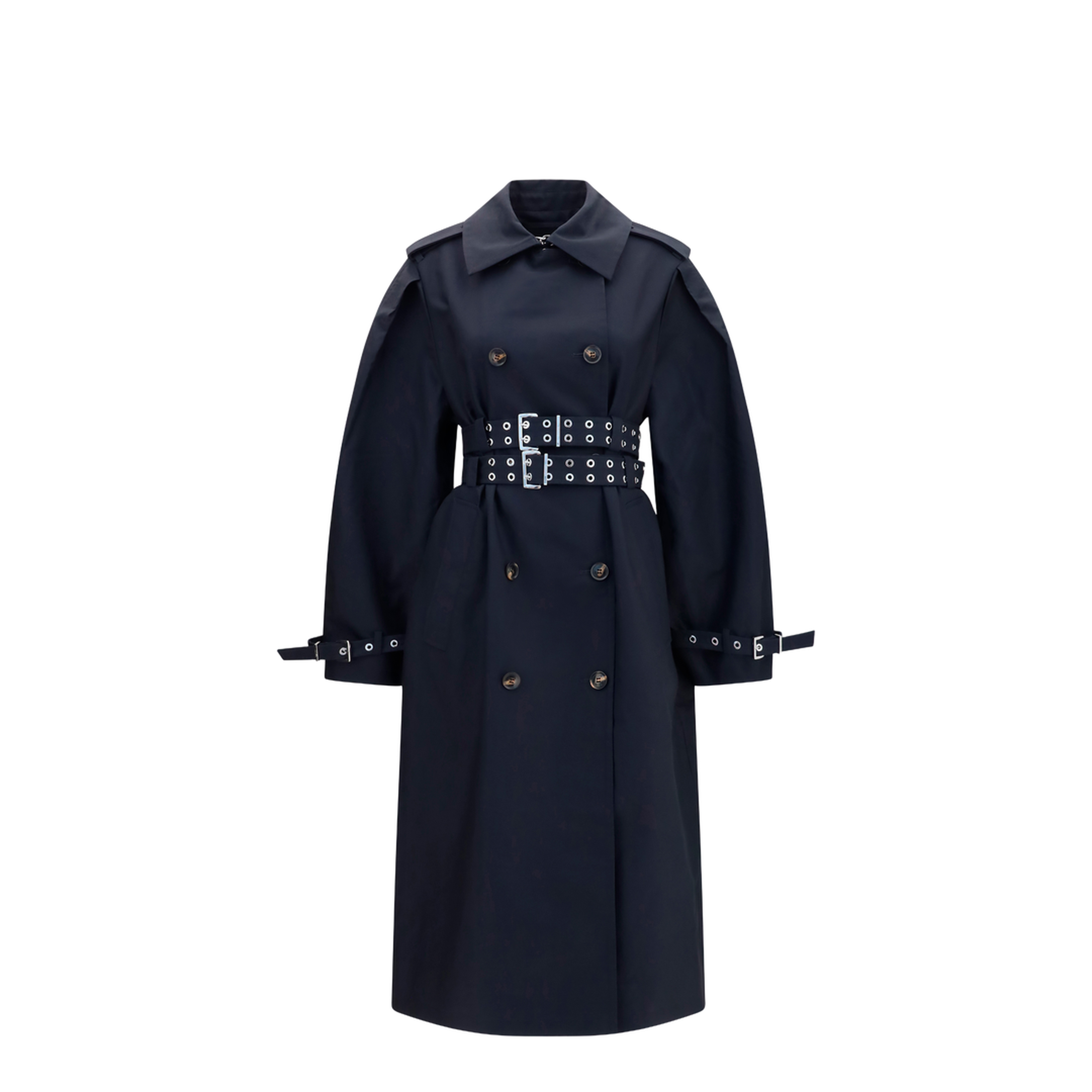 Double-breasted cotton Trench Coat with double belt - Image 1