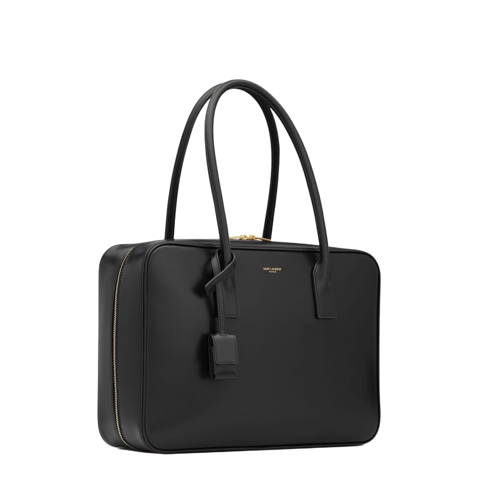 Box Leather Handbag with Metal Padlock Detail - Image 3