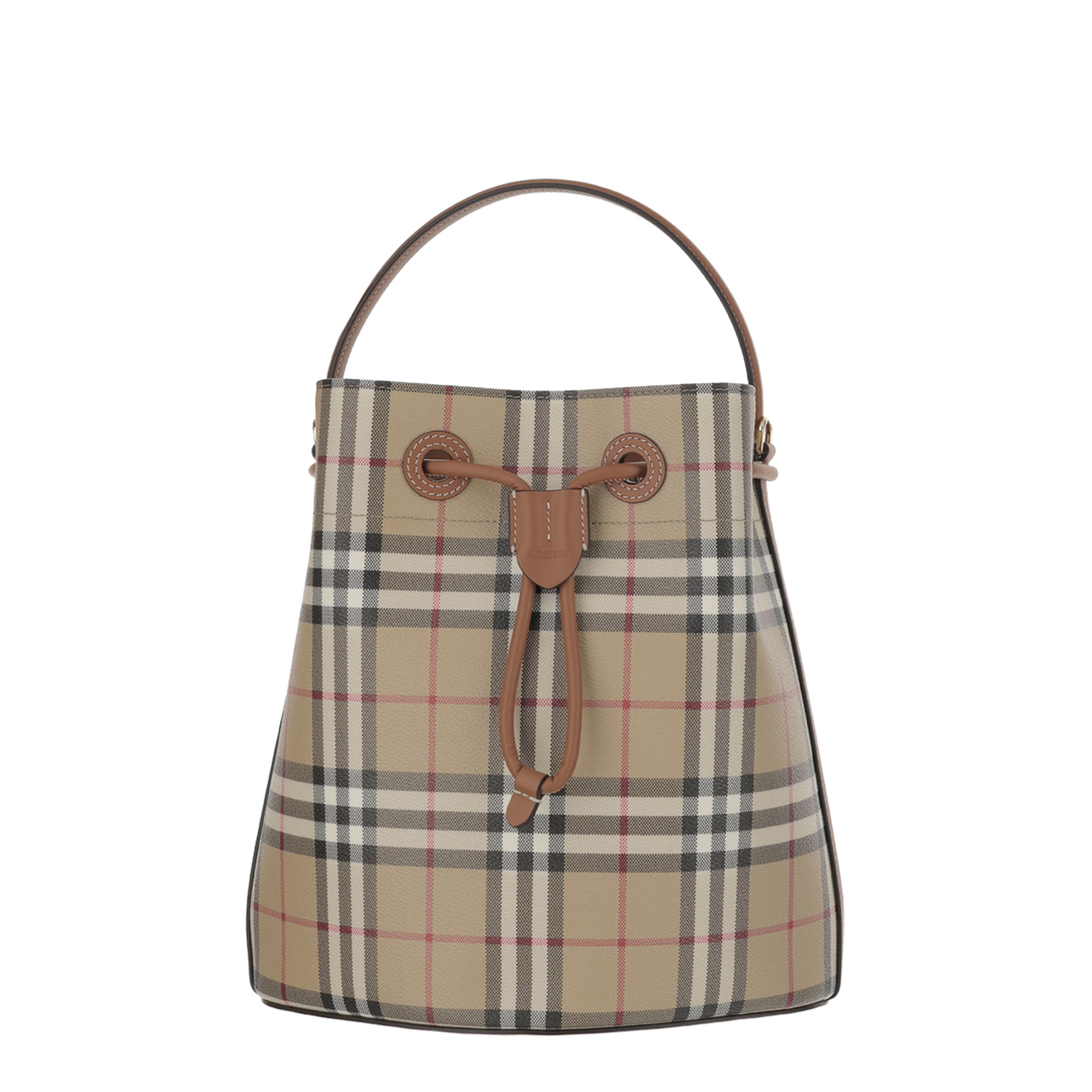 Mini Check Bucket Bag Coated Canvas - Archive Beige/Briar Brown - Image 1