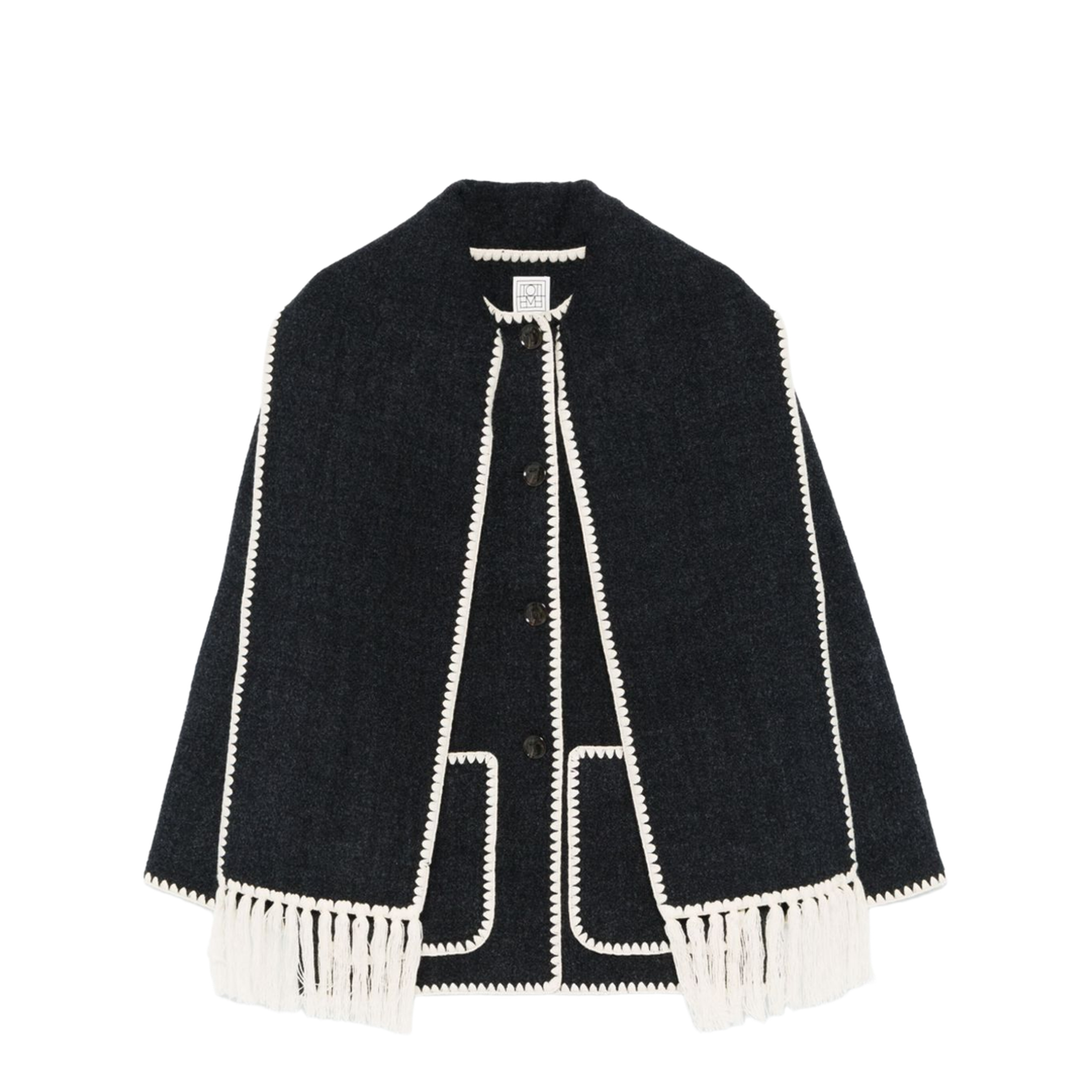 Embroidered Scarf Jacket - Dark Grey - Image 1