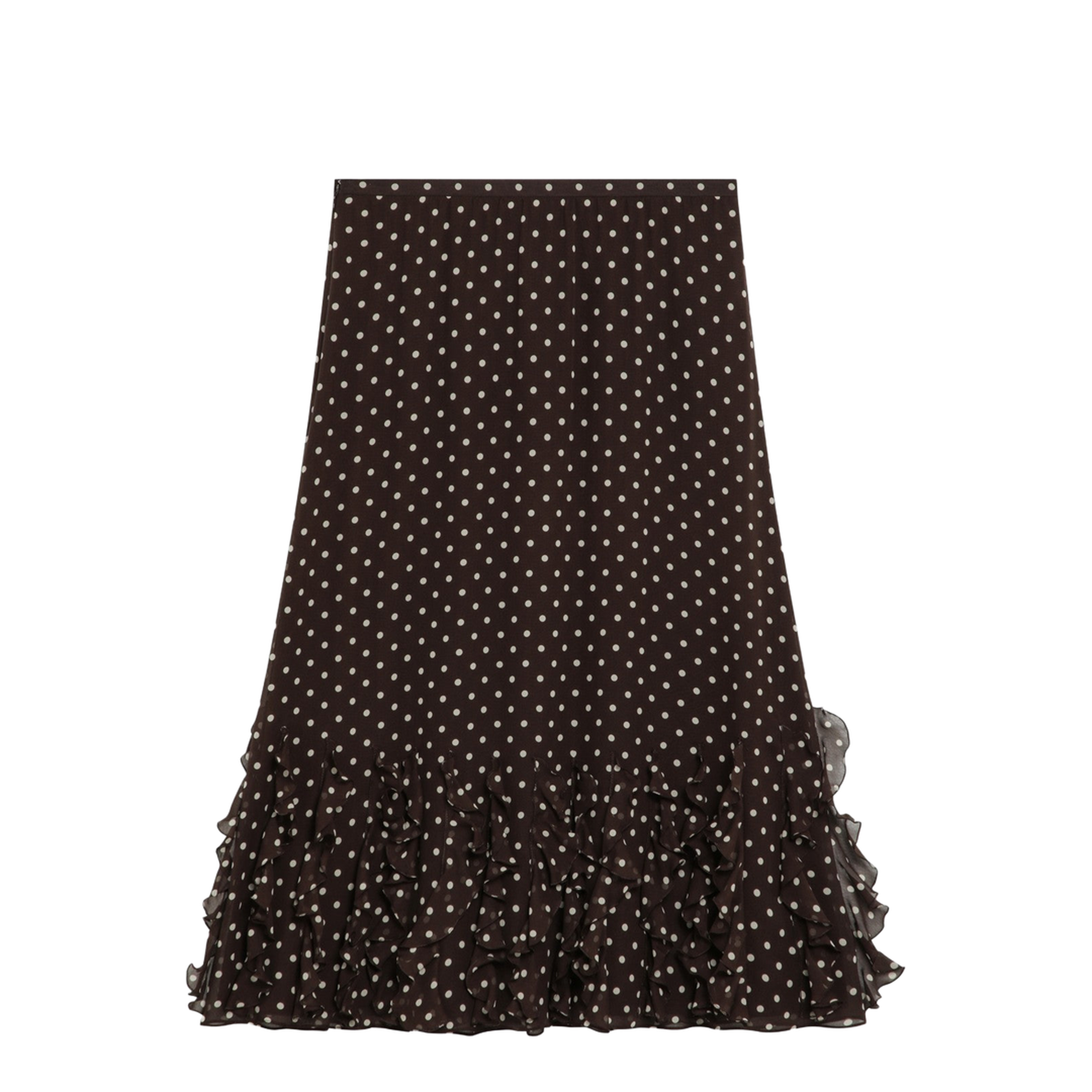 Brown Silk Skirt with Plusdepois Motif - Image 2
