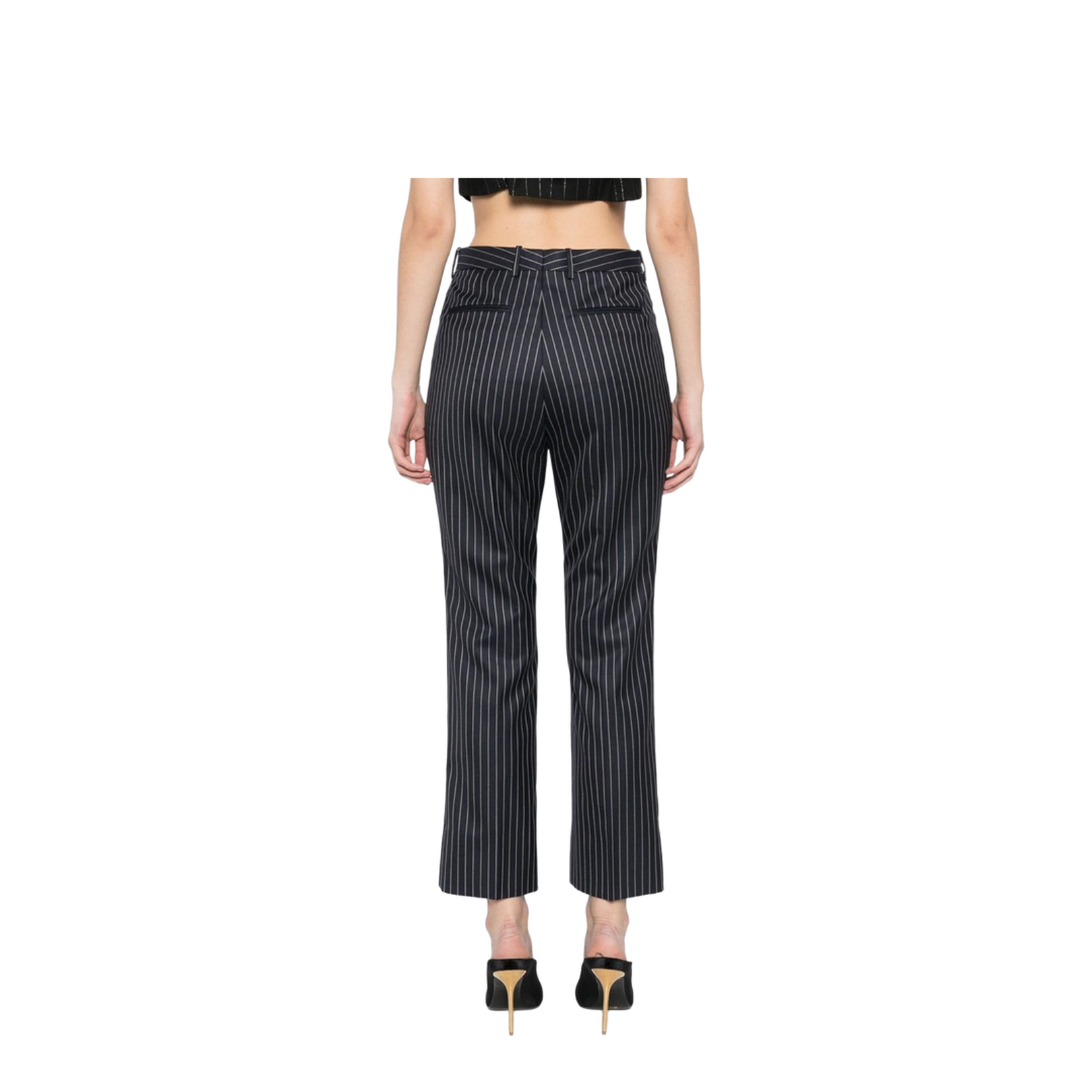 Striped Trousers Navy Wool Tailored Fit - Image 4