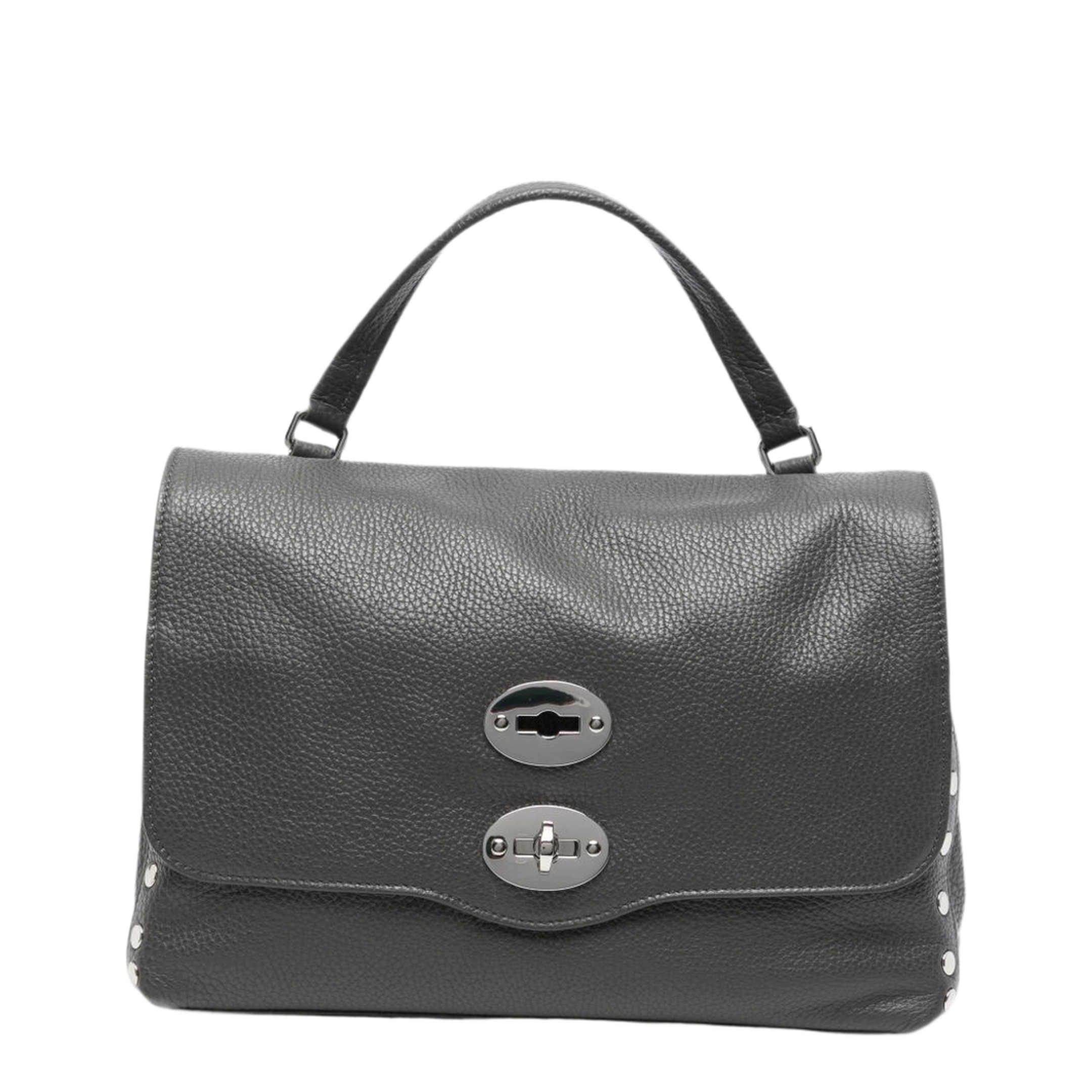 Postina Daily Small Calfskin Top-Handle Bag - Dark Grey - Image 1
