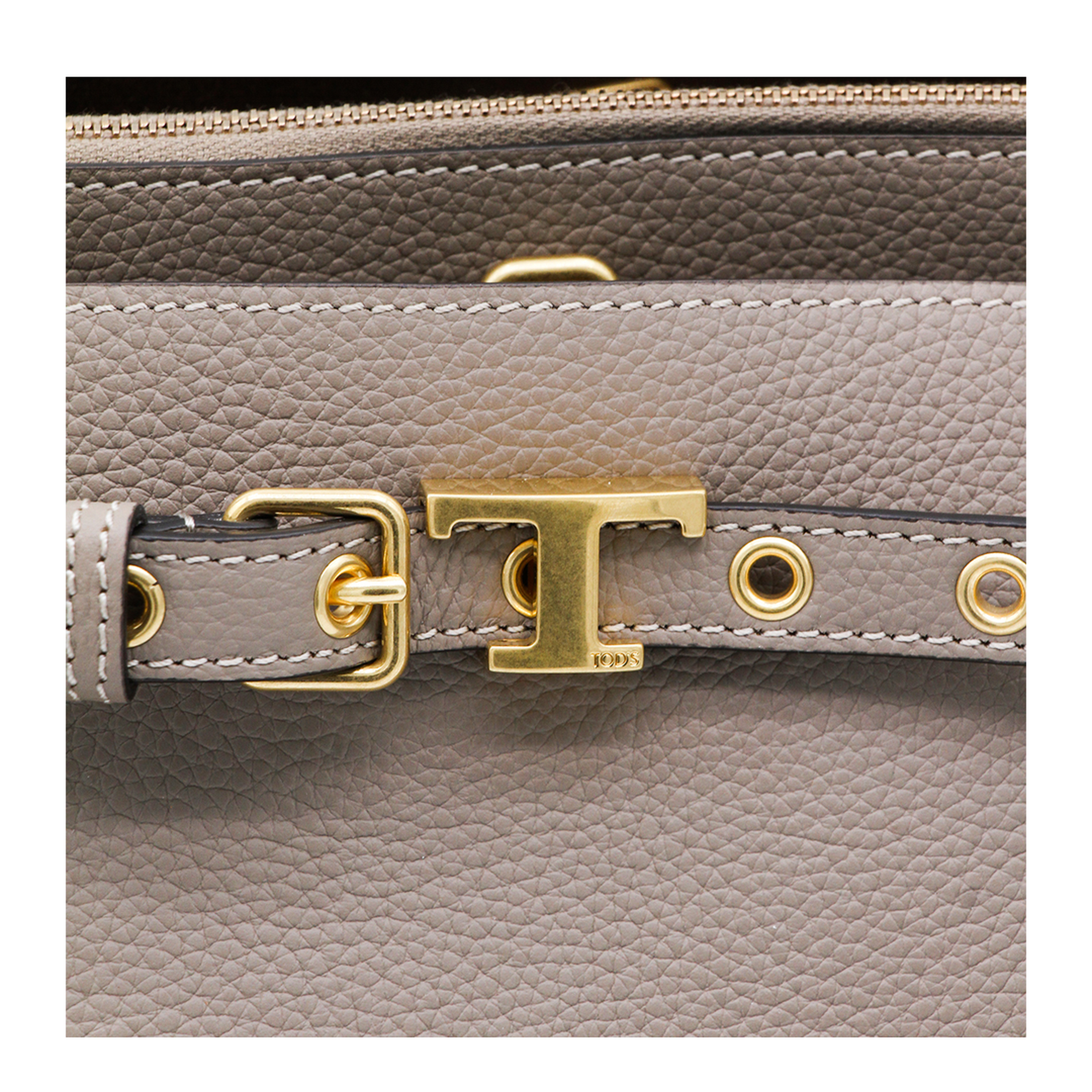 T Timeless Small Calf Leather Tote Bag - Beige Taupe - Image 8