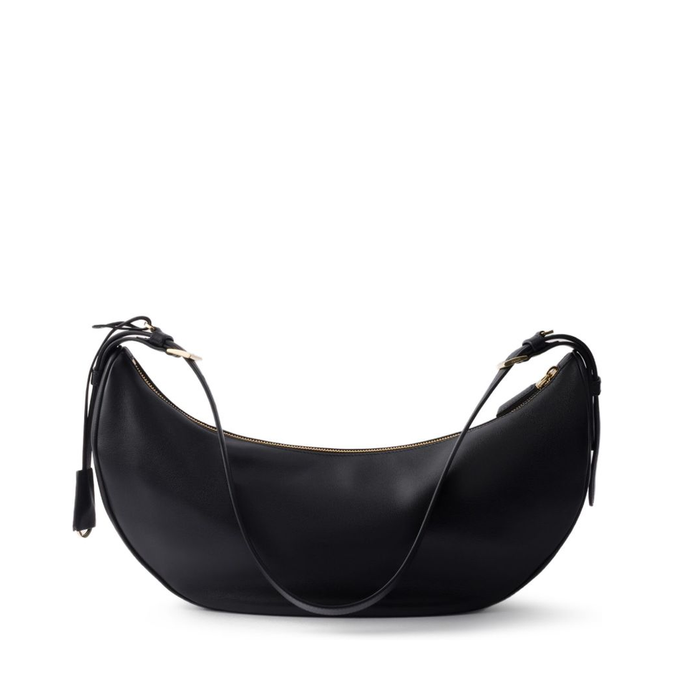 Demi-Lune Large Calf Leather Shoulder Bag - Nero - Image 4