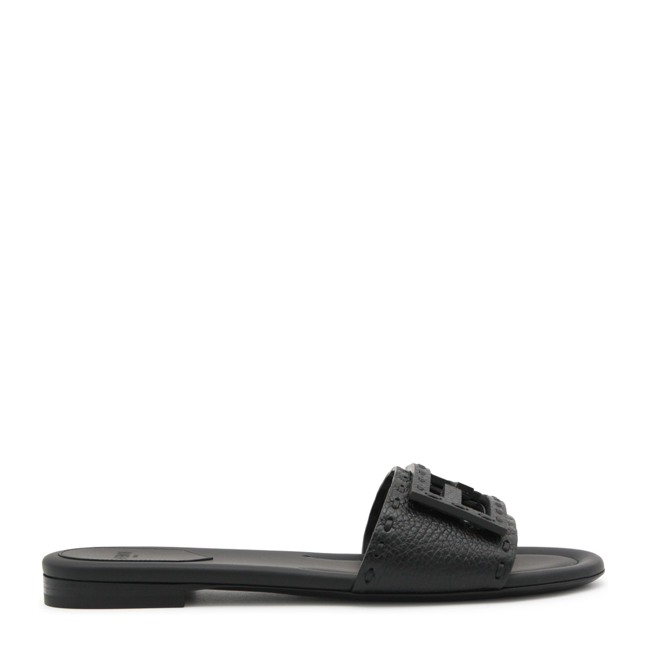 Black Leather Baguette Slides - Image 1