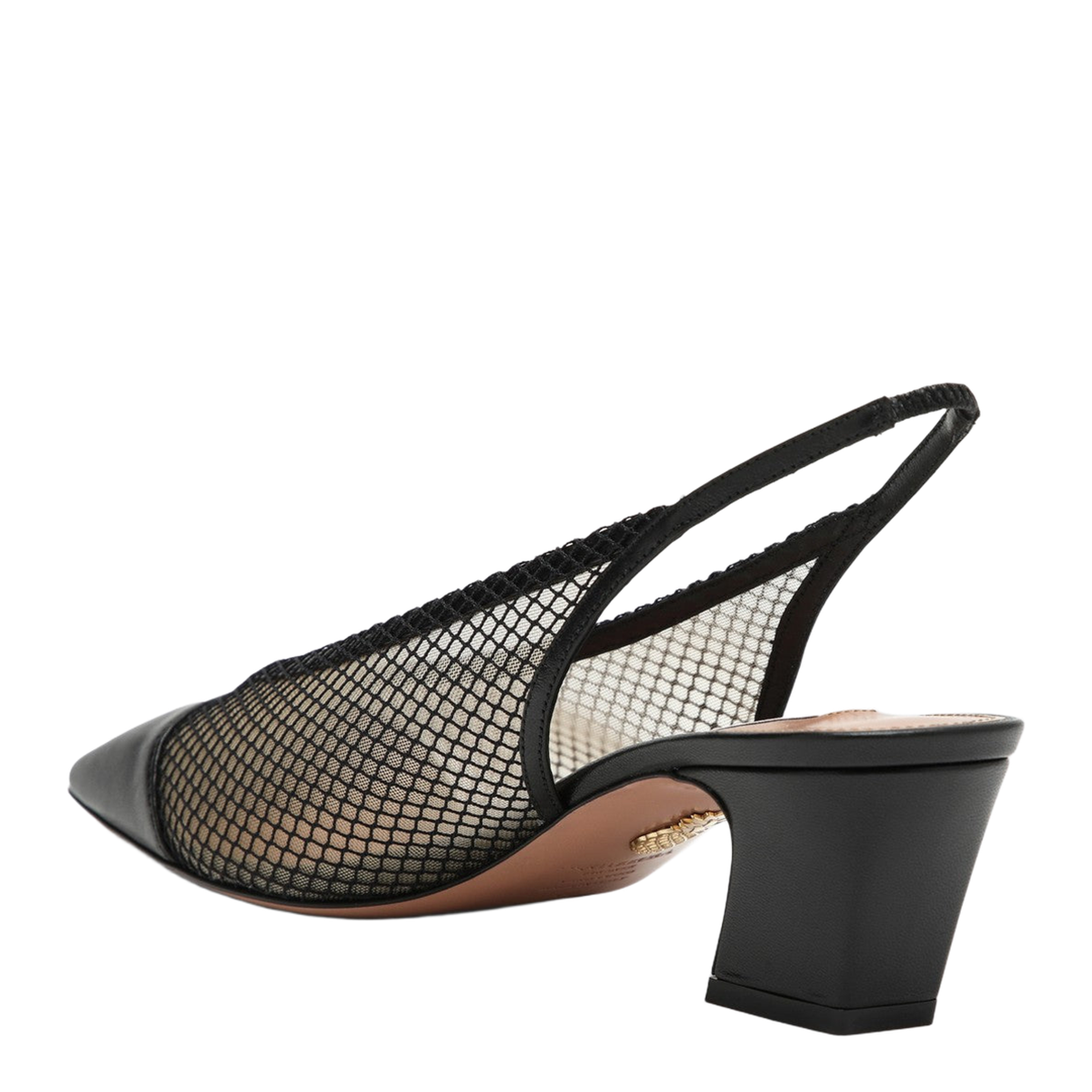 Margot Black Slingbacks in Mesh and Leather - Image 2