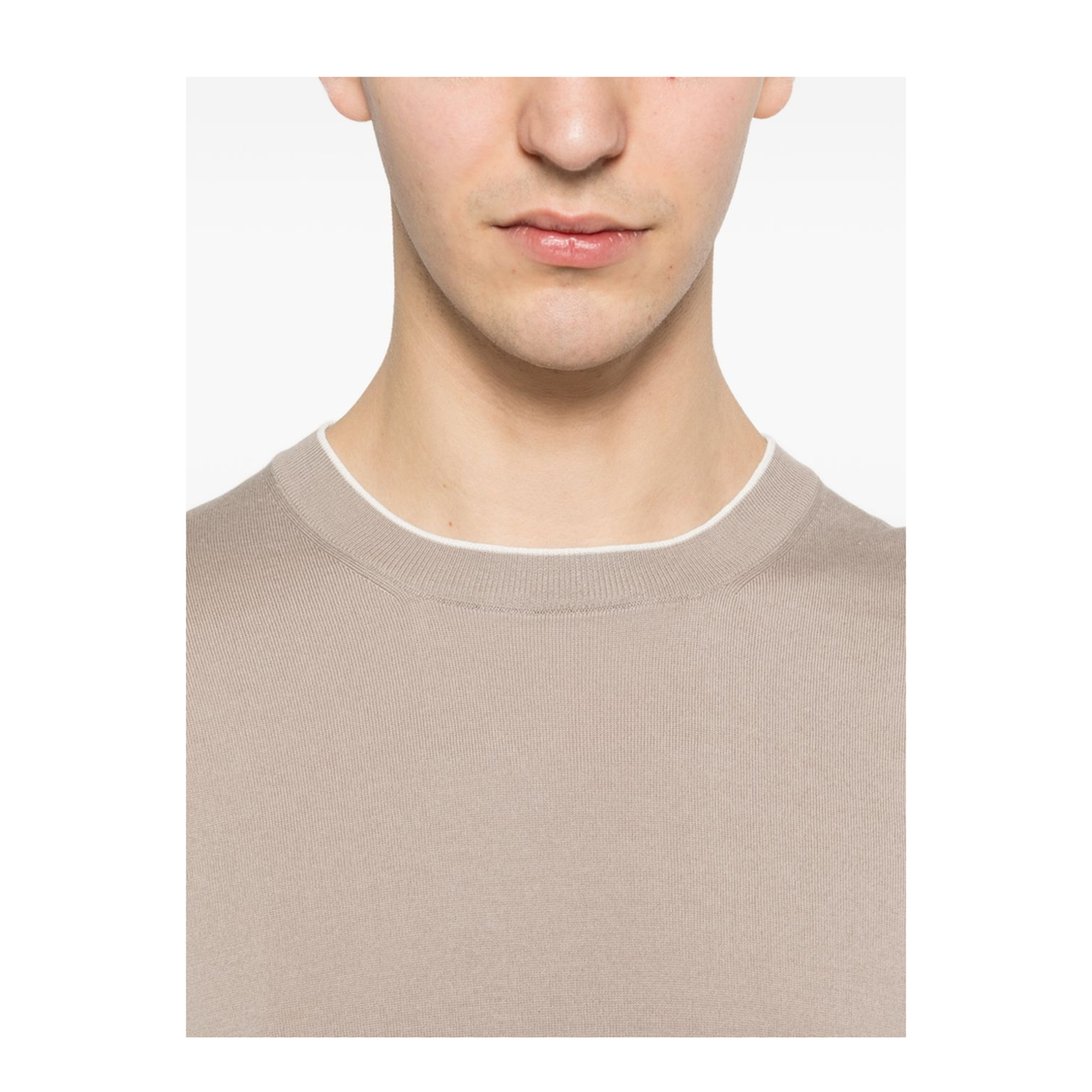 Knitted Cotton T-Shirt Brown - Image 2