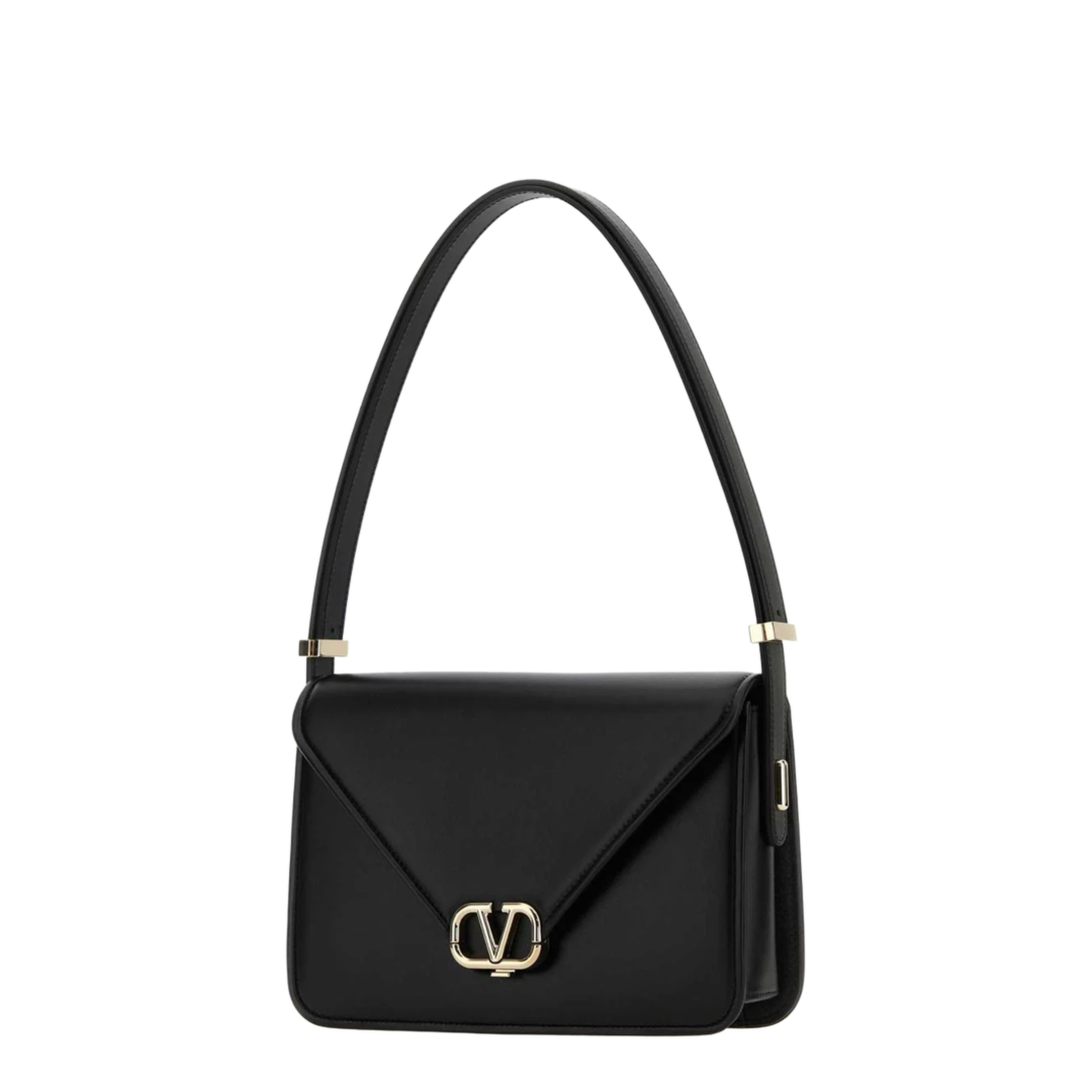 VLogo Leather Shoulder Bag - Black - Image 2