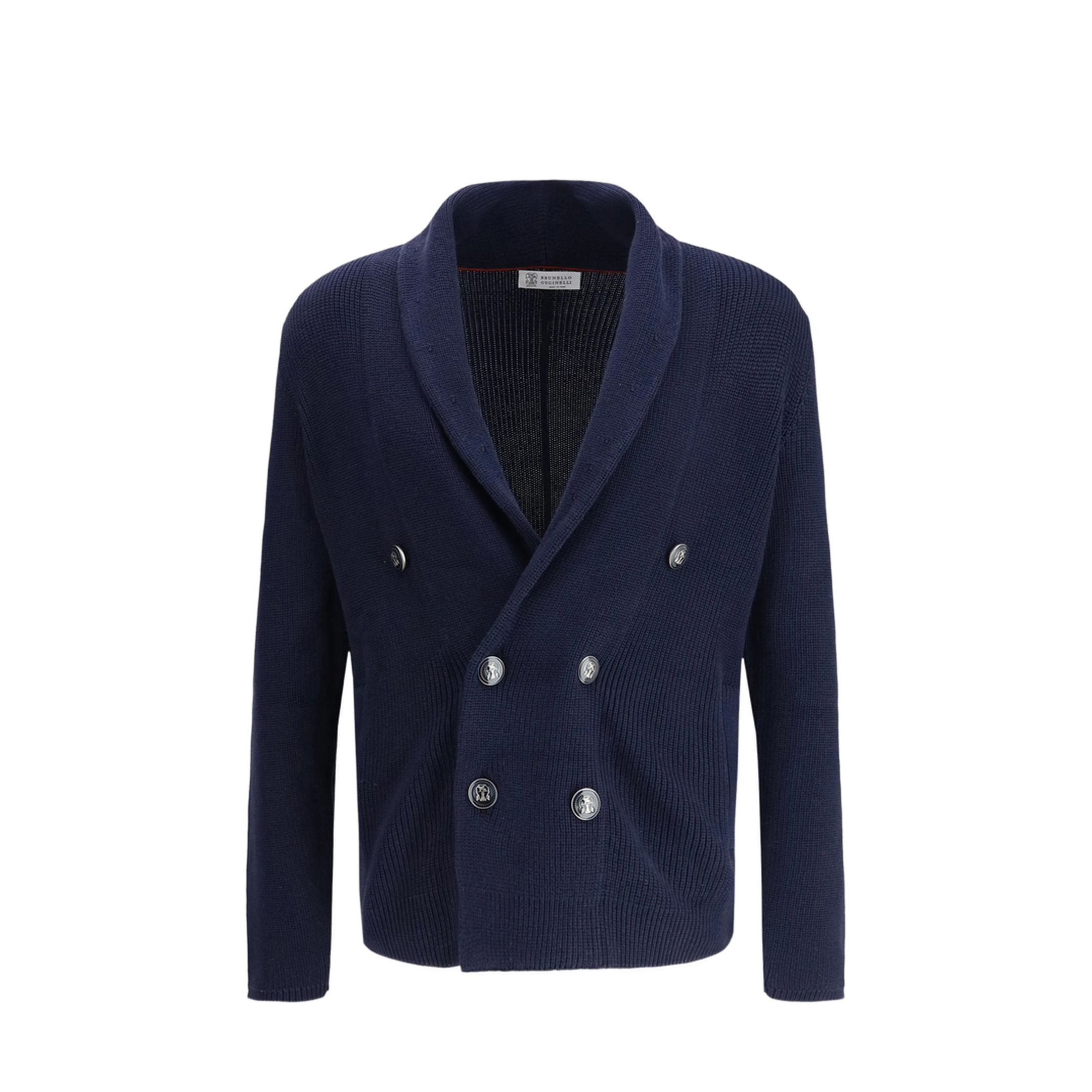 Men's Shawl Collar Cardigan Navy Blue - Image 1