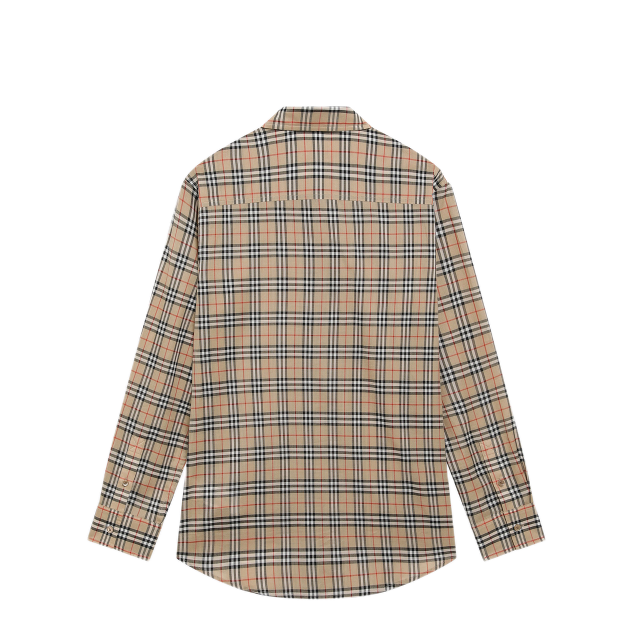 Beige Cotton Shirt with Check Pattern - Image 2