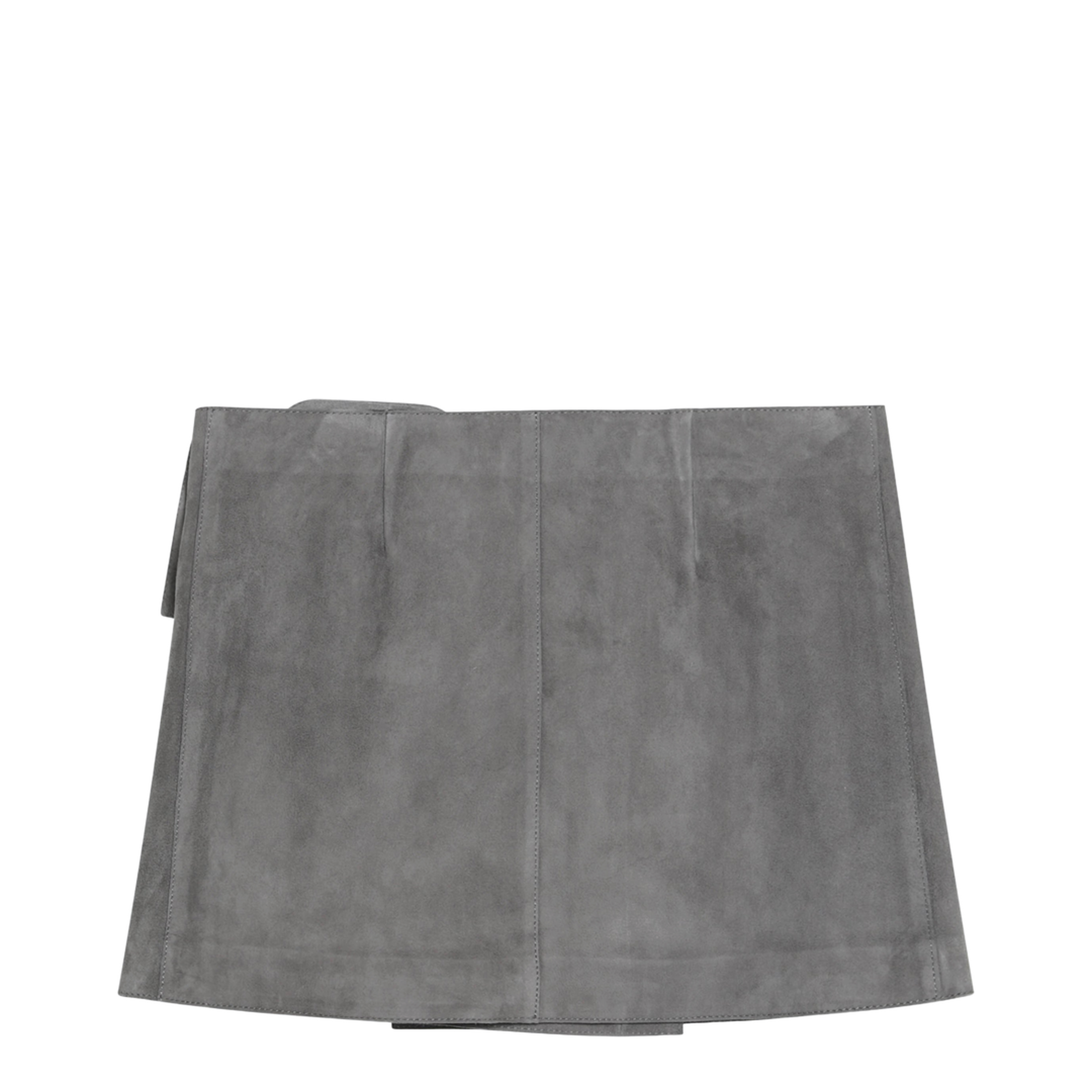 Grey Suede Mini Skirt with Large Buckle Belt - Image 2