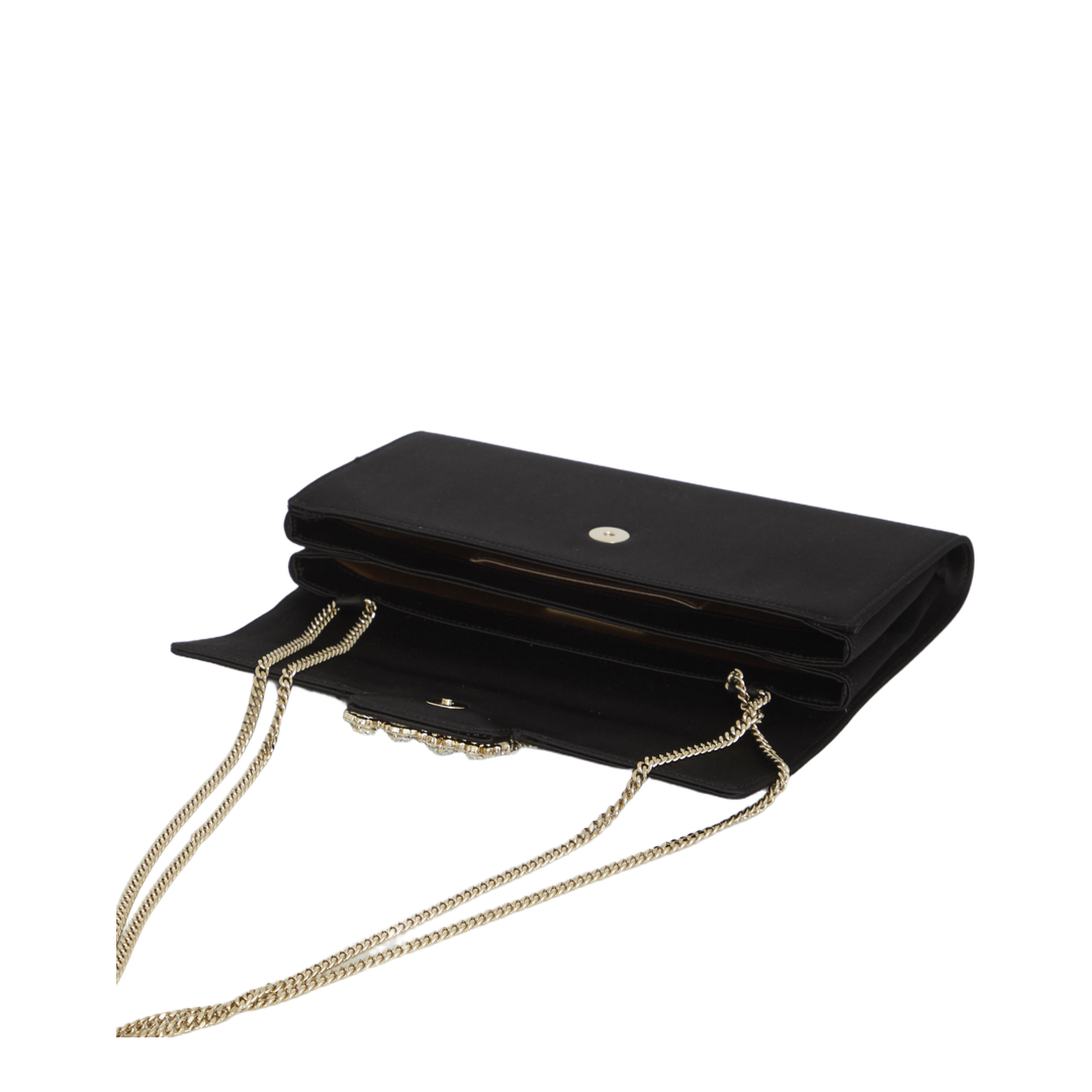 Efflorescence Silk Blend Satin Clutch - Black - Image 4