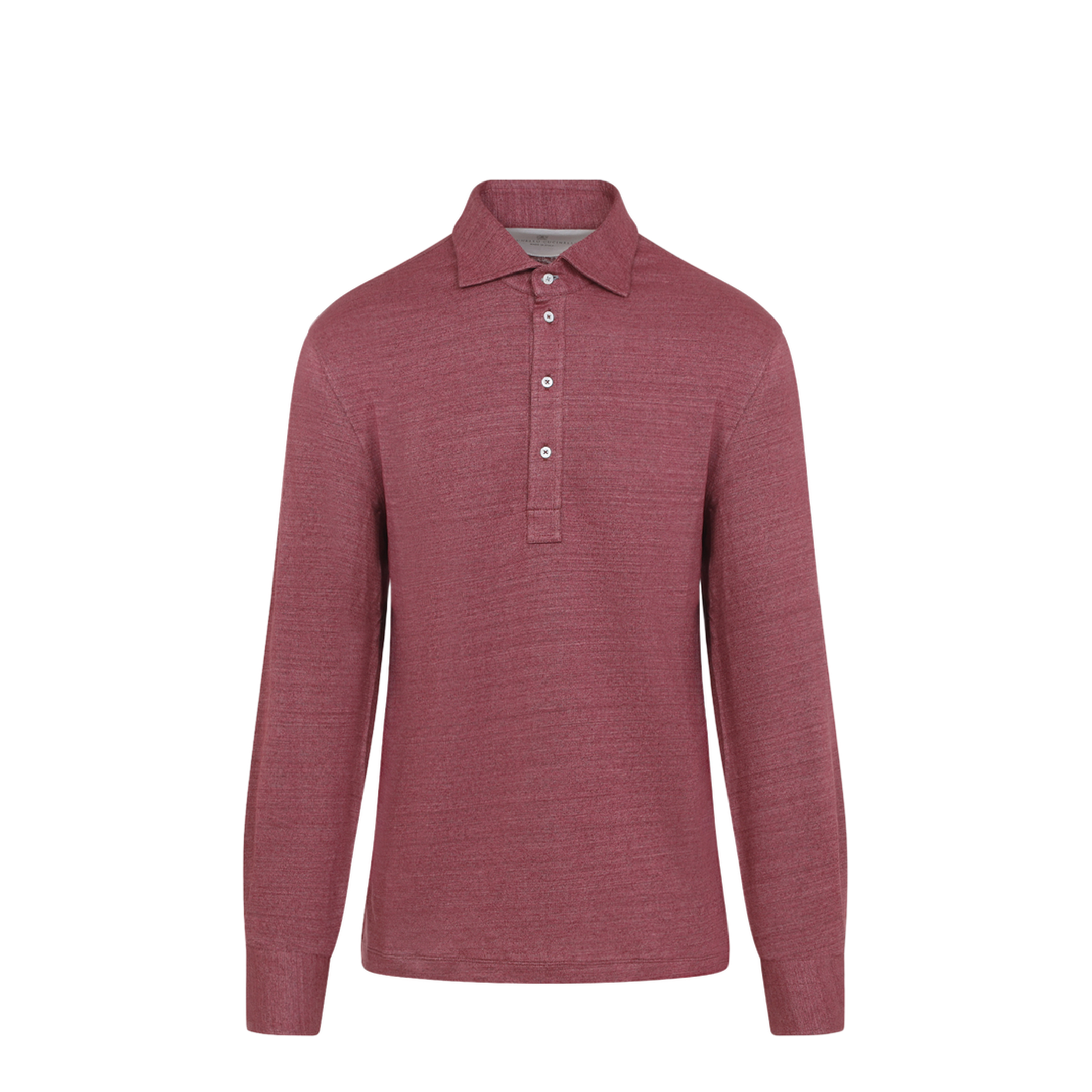 Long-sleeve Polo in Mélange Linen and Cotton Jersey - Image 2