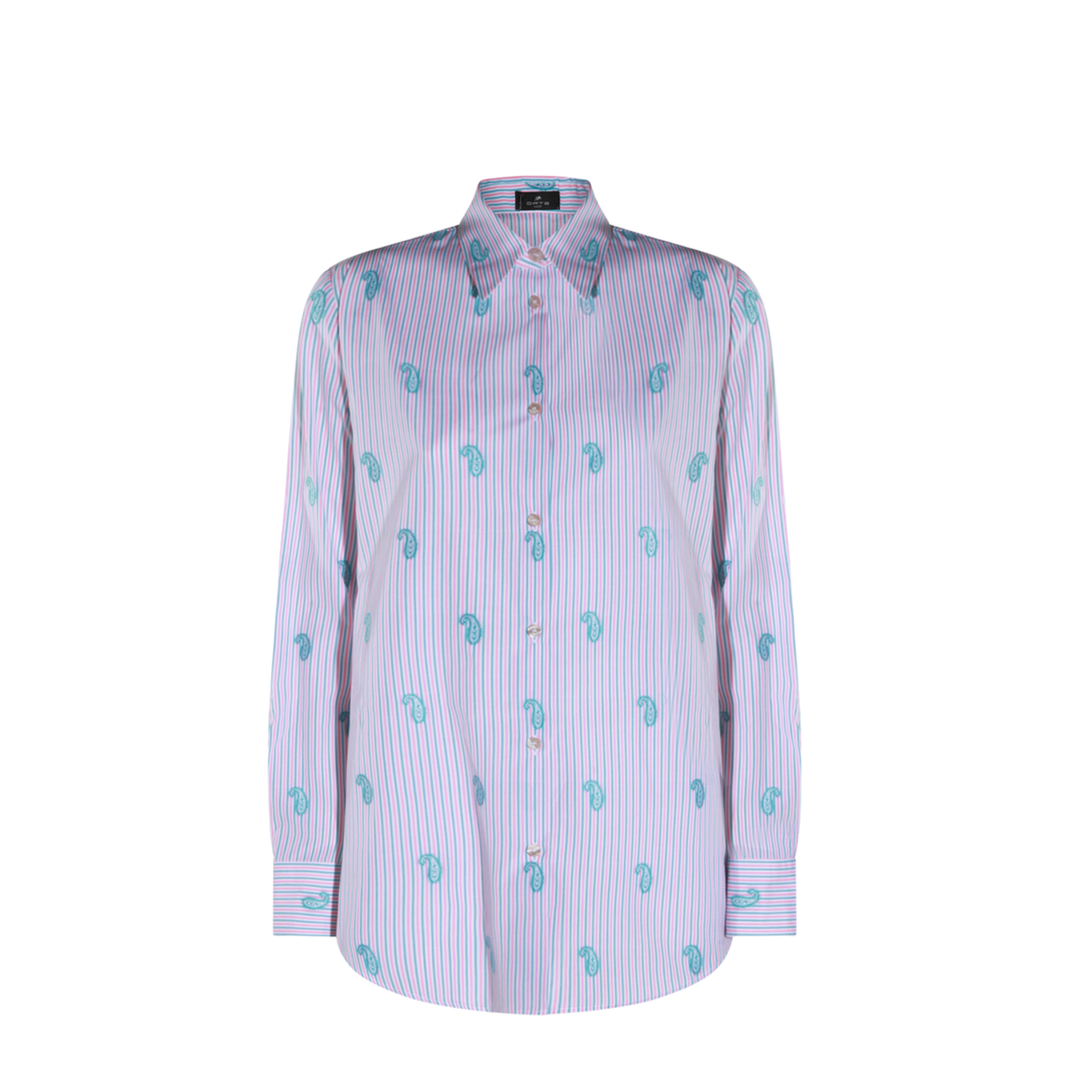Striped Fil Coupé Paisley Cotton Jacquard Shirt - Pink - Image 1