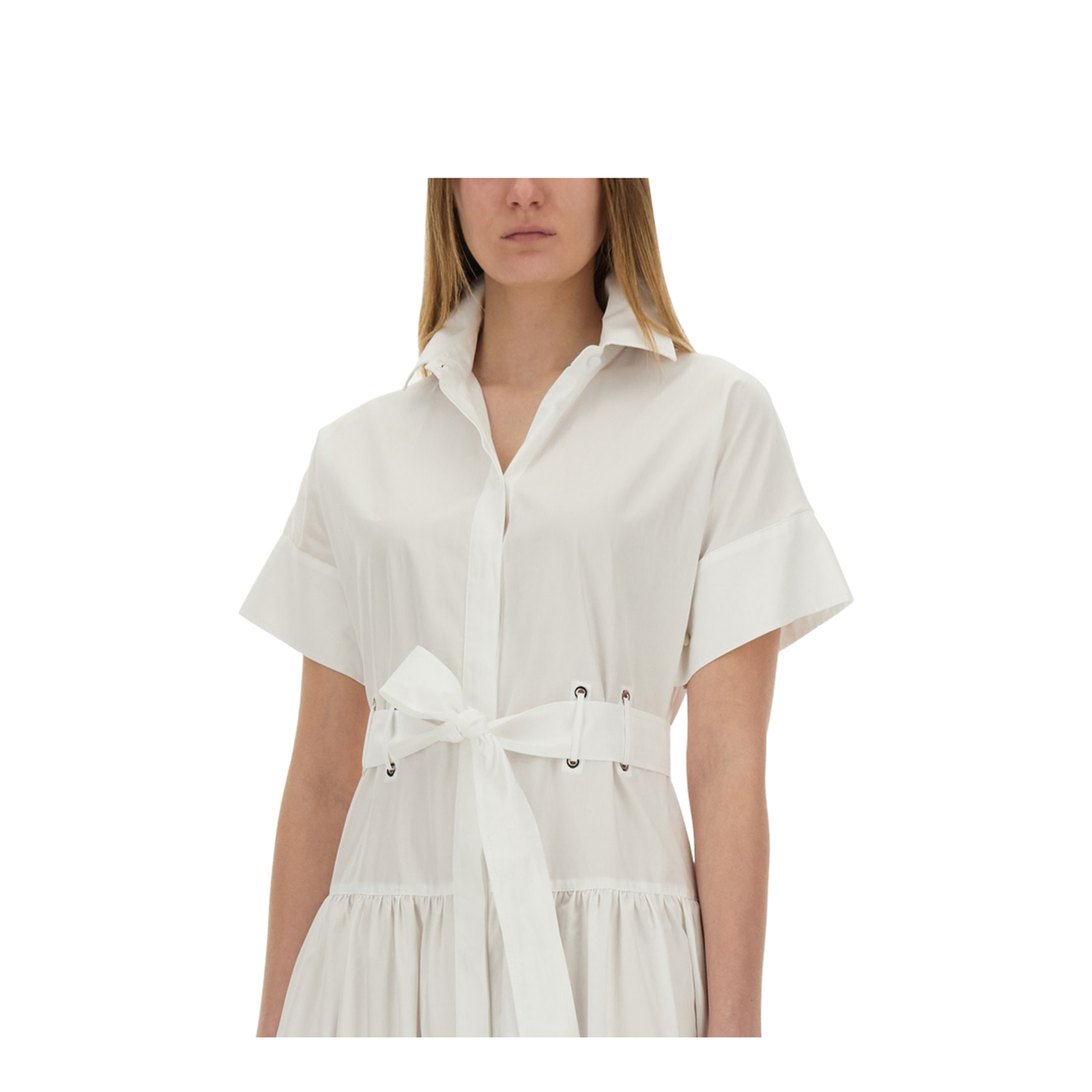 Belted Short-sleeved Midi Dress - Image 4