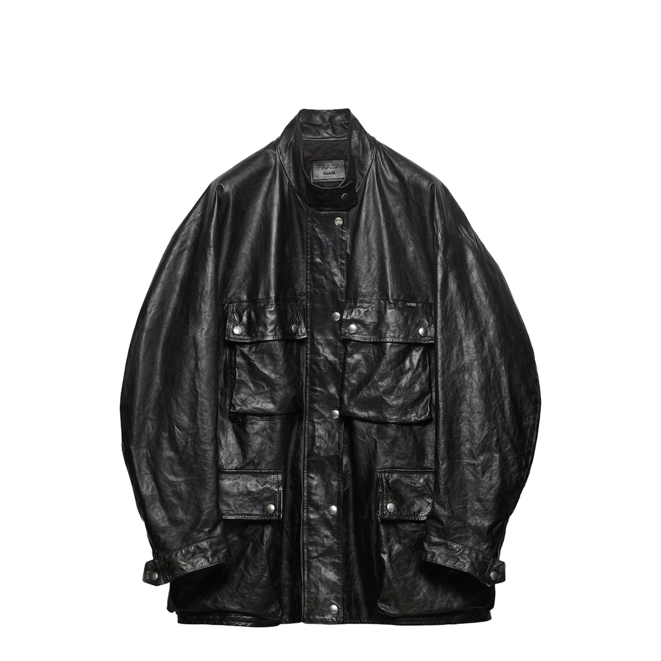 Peacoat in black antiqued leather - Image 1
