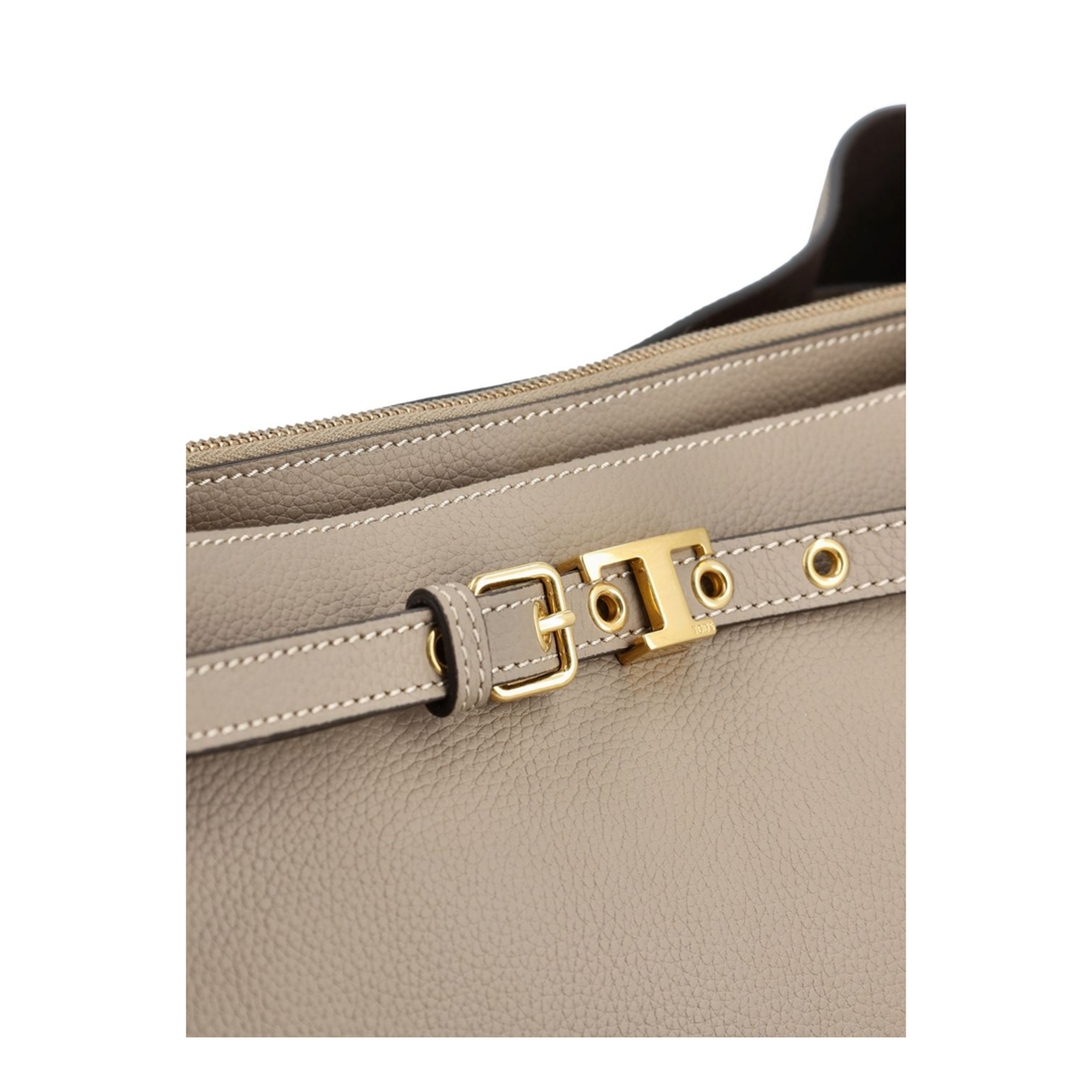 T Timeless Small Calf Leather Tote Bag - Beige Taupe - Image 4