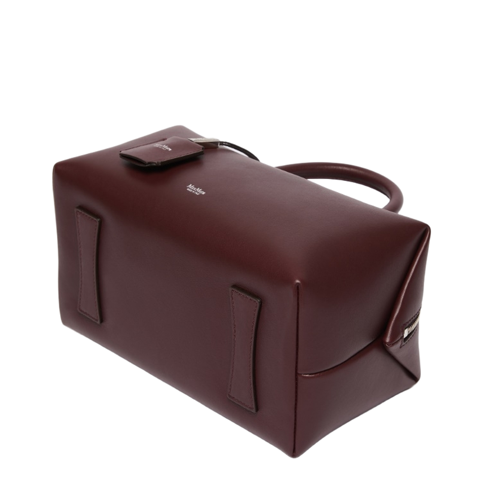 Medium Natural Leather Bowler Bag Bordeaux - Image 4