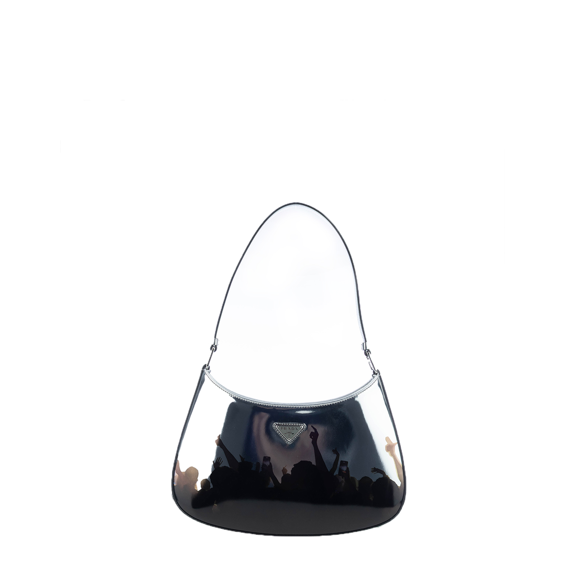 Cleo Medium Printed Brushed Leather Shoulder Bag - Metallic Silver - Image 1