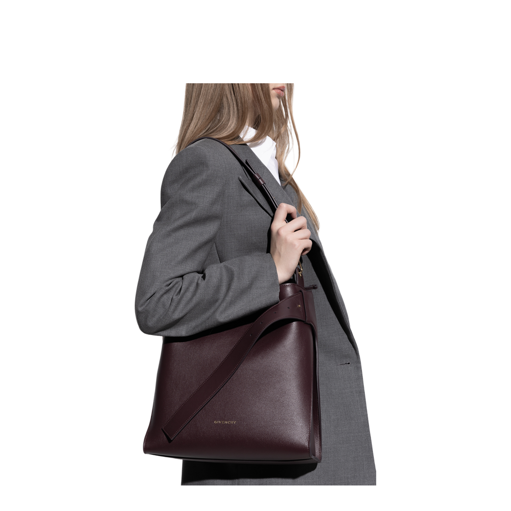 Medium Calfskin Hobo Bag - Burgundy - Image 5