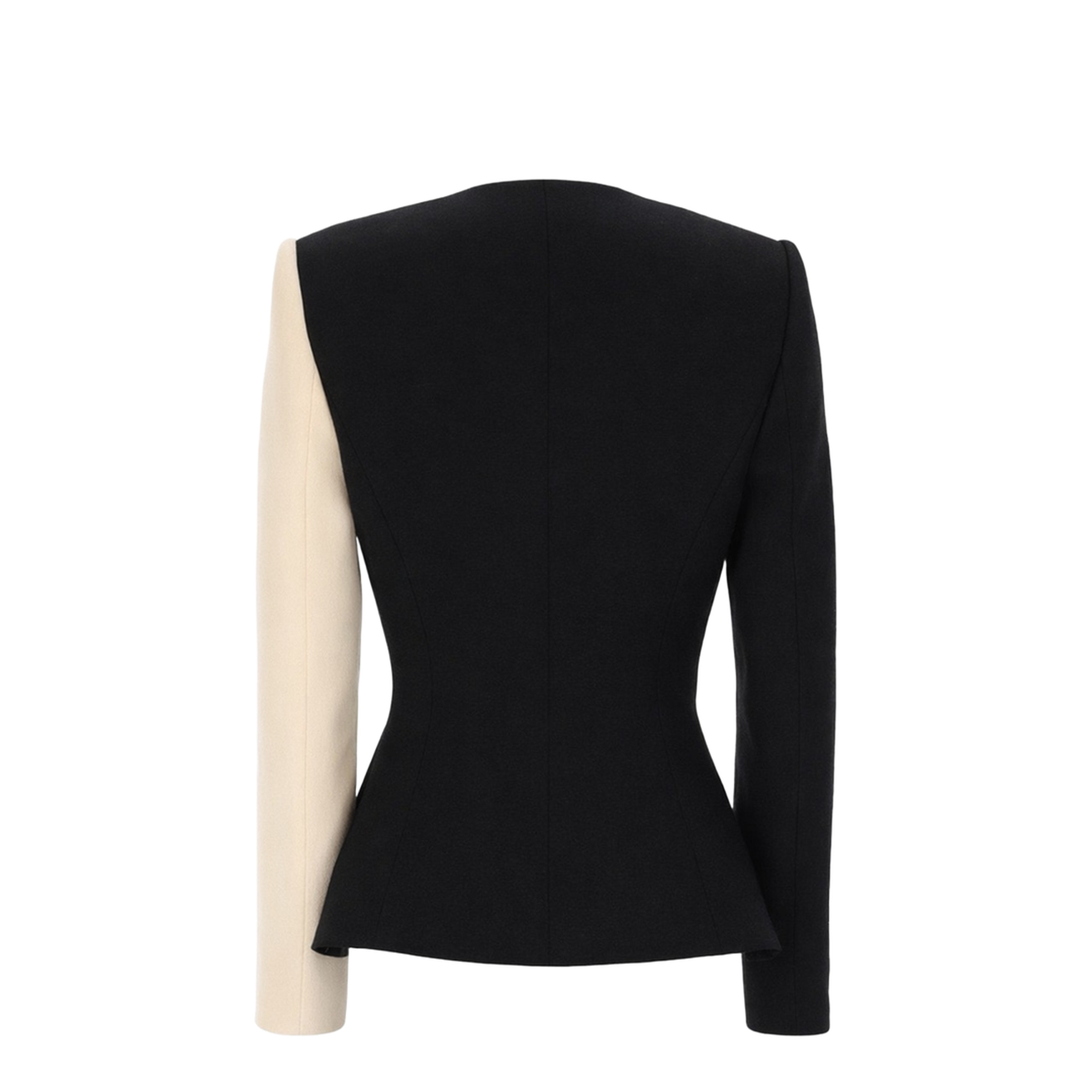 Color Block Bow Wool Chiffon Coat - Image 3