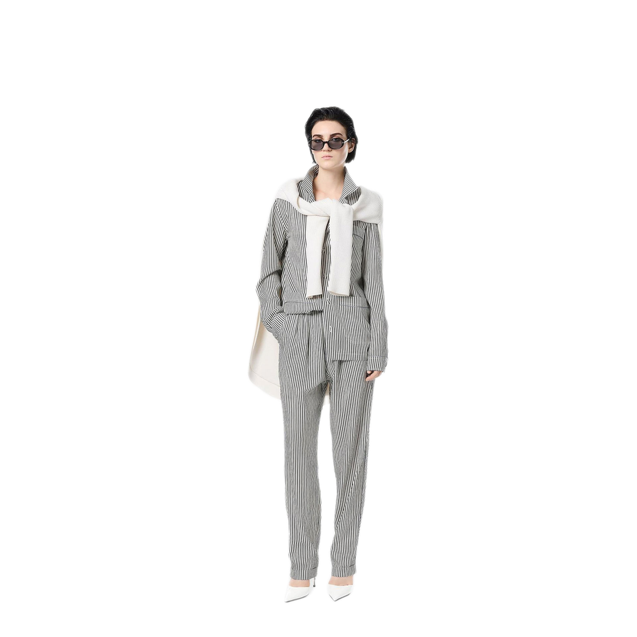 Striped Silk PJ Shirt with Piping - Image 2