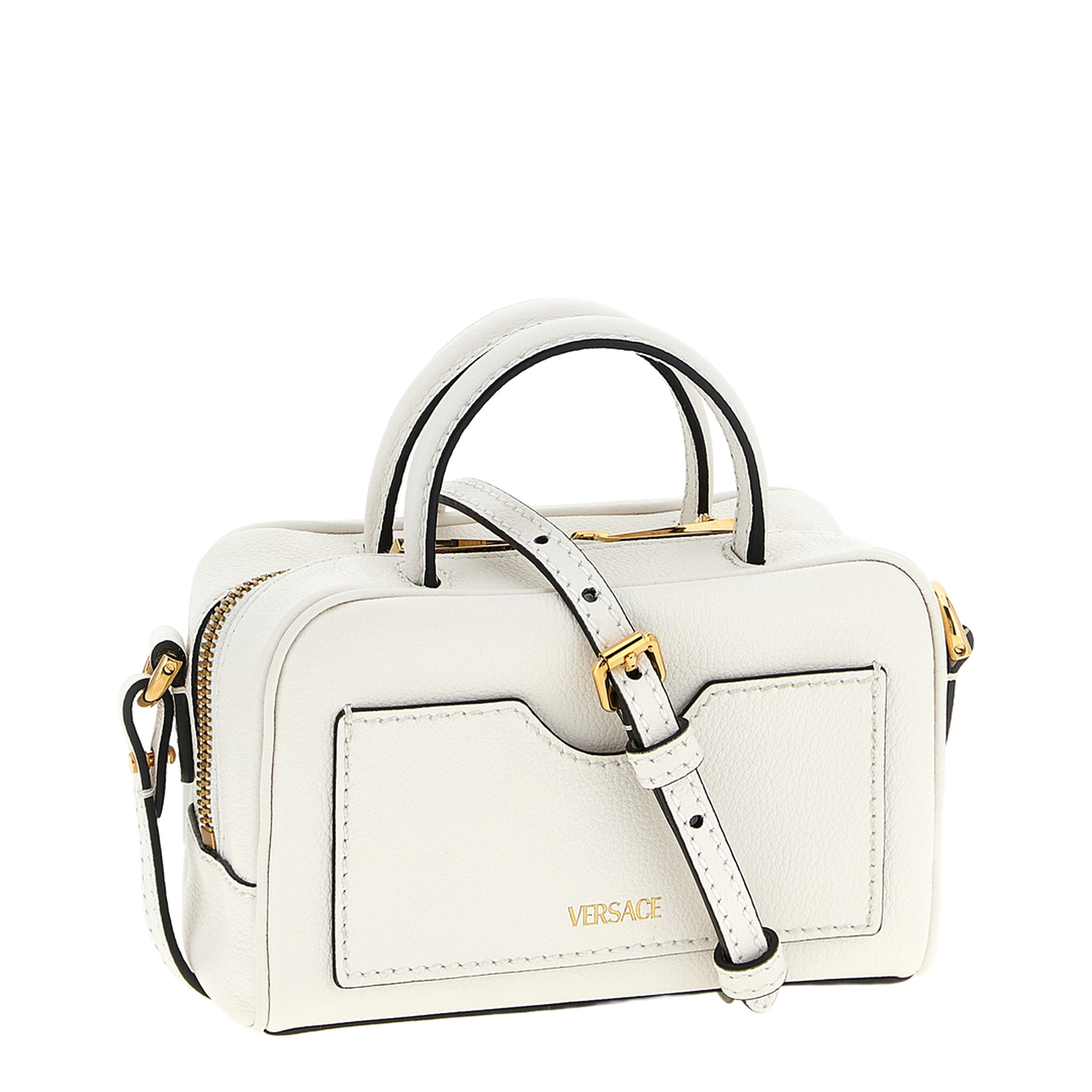 Medusa Plaque Perforated Hand Bag White - Image 2