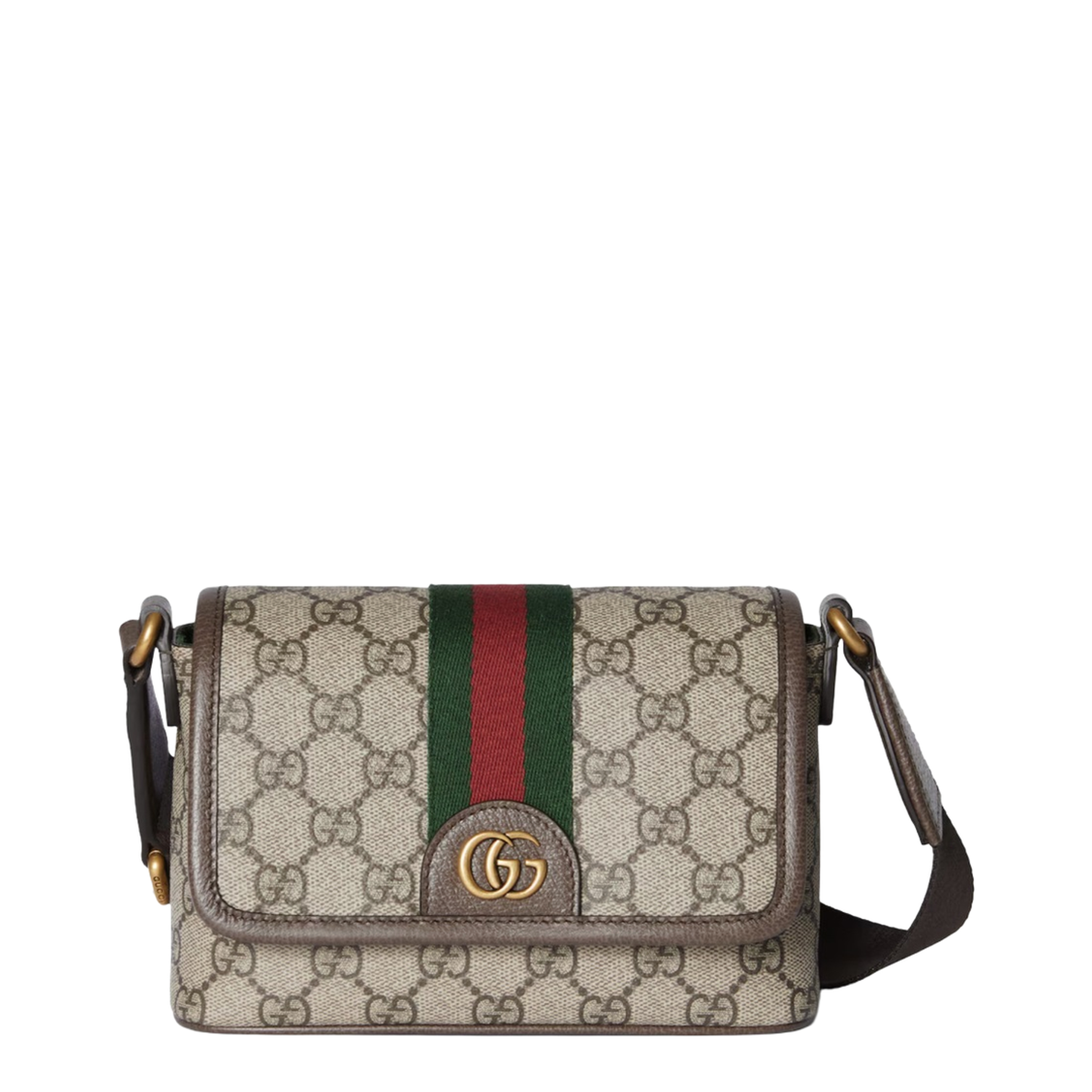 Ophidia Mini Bag Coated Fabric Crossbody - Beige/Dark Brown - Image 1