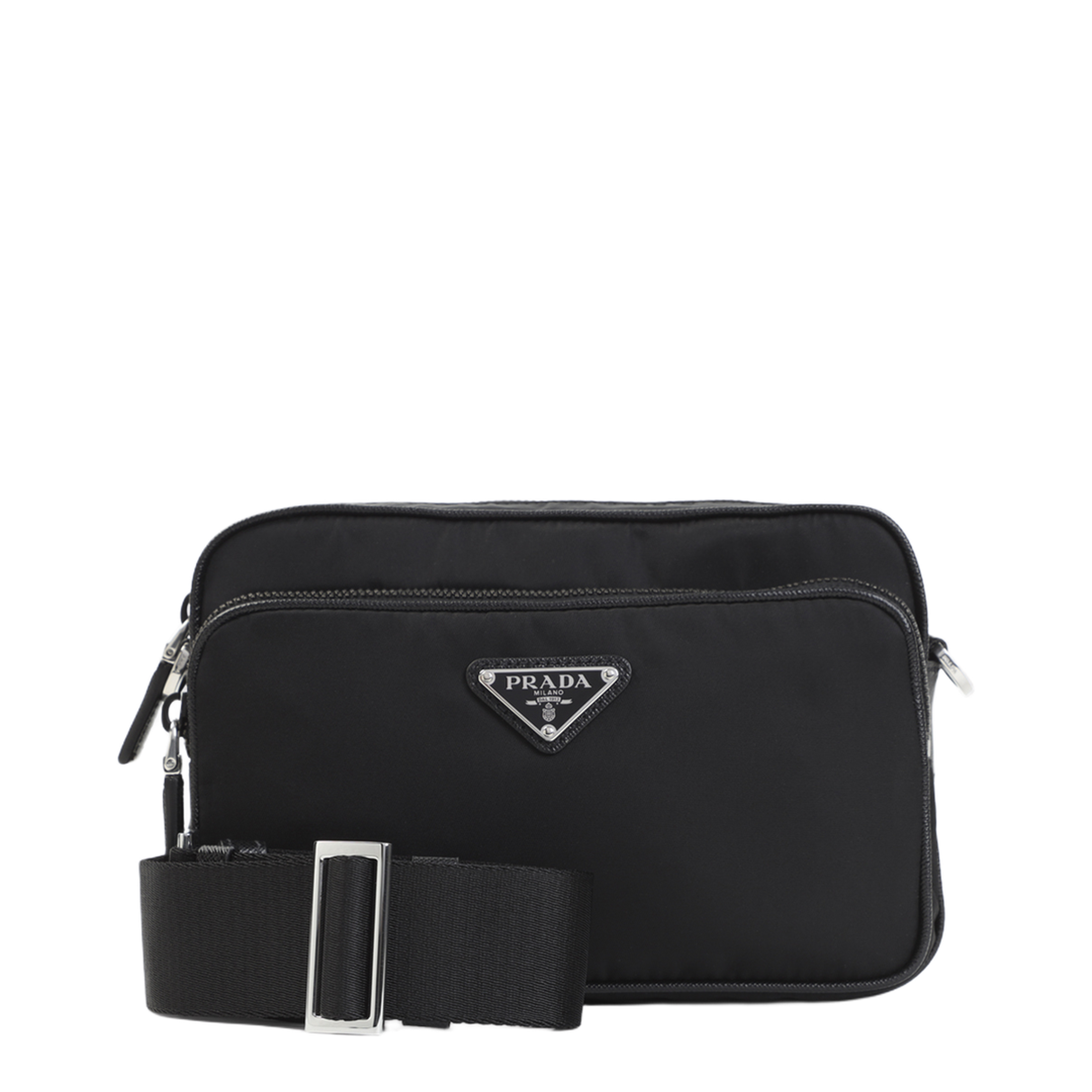 Re-Nylon and Saffiano Leather Messenger Bag - Nero - Image 3