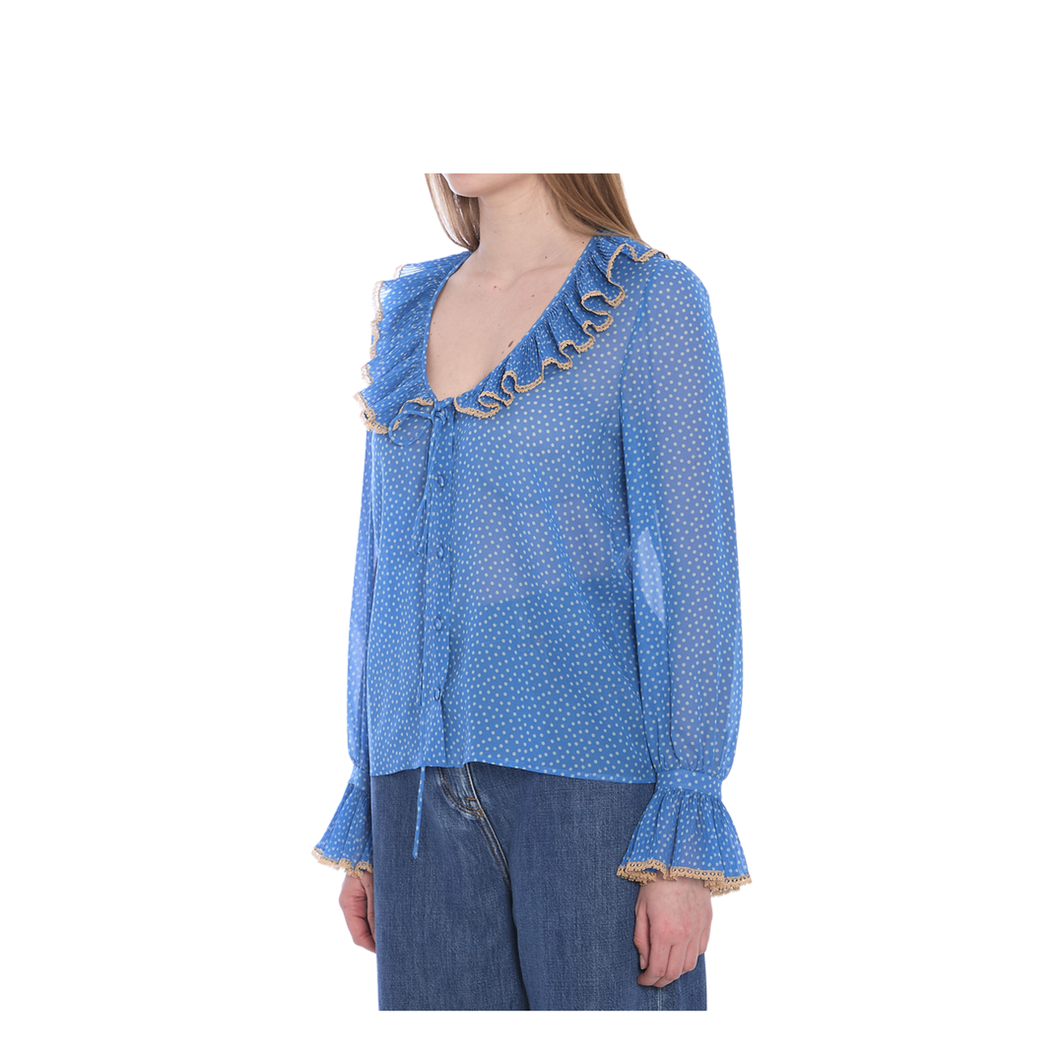 Silk Bow Tie Blouse Shirt - Image 2