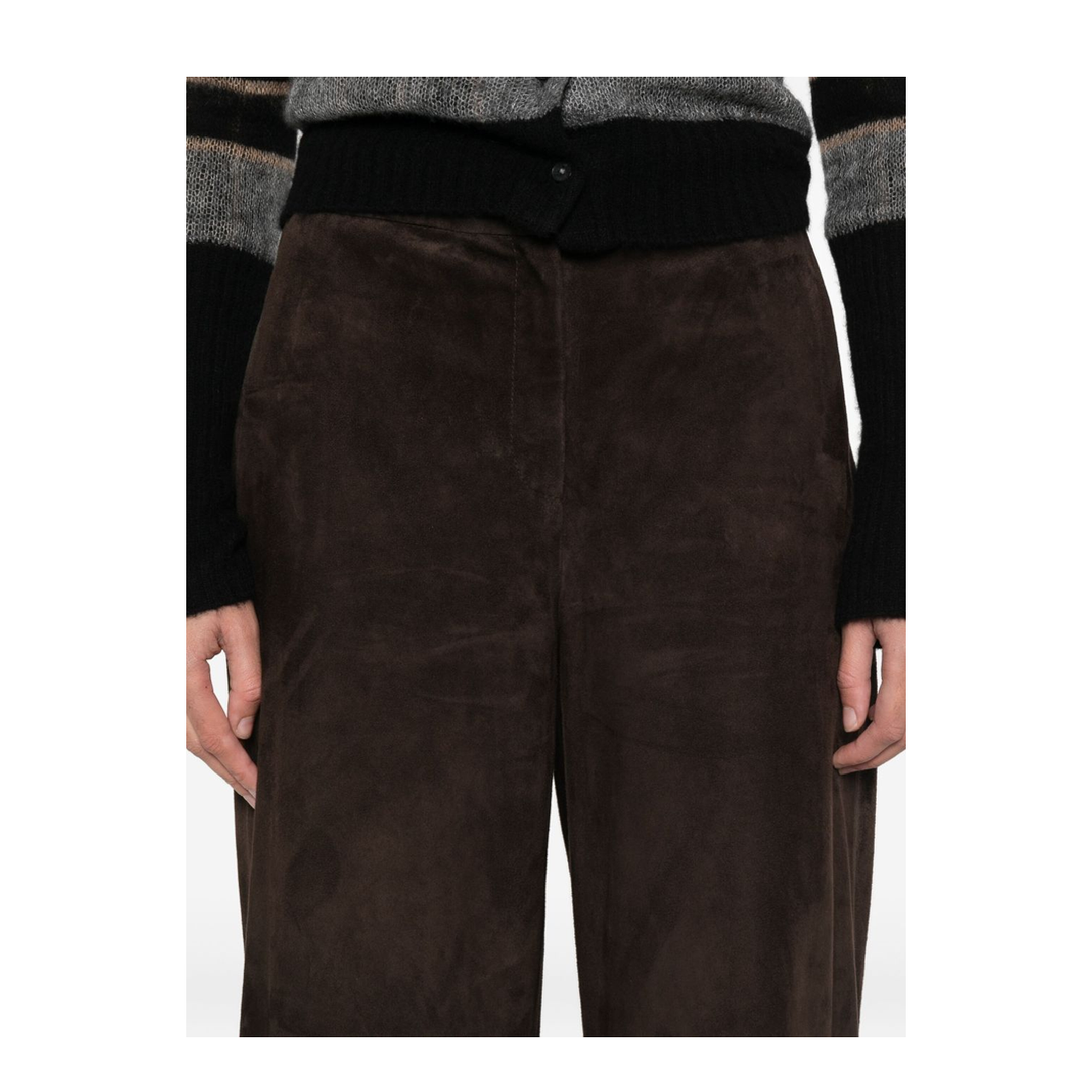 High-Waist Brown Leather Trousers - Image 3