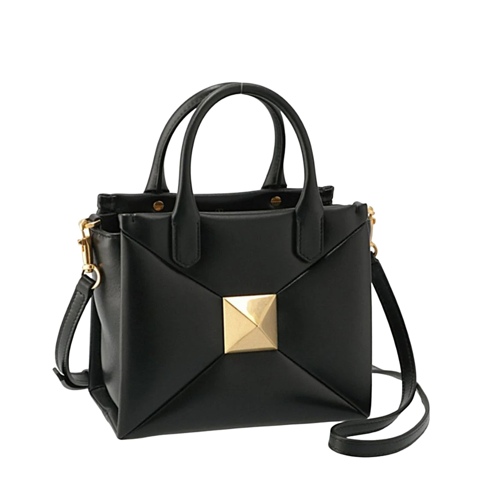 One Stud Leather Handbag Black - Image 3