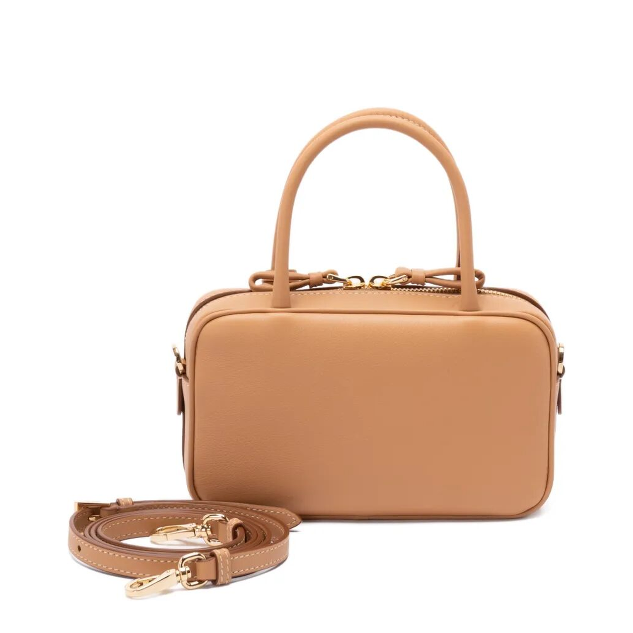 Soft Grain Leather Mini Top-Handle Bag With Shoulder Strap - Naturale - Image 3