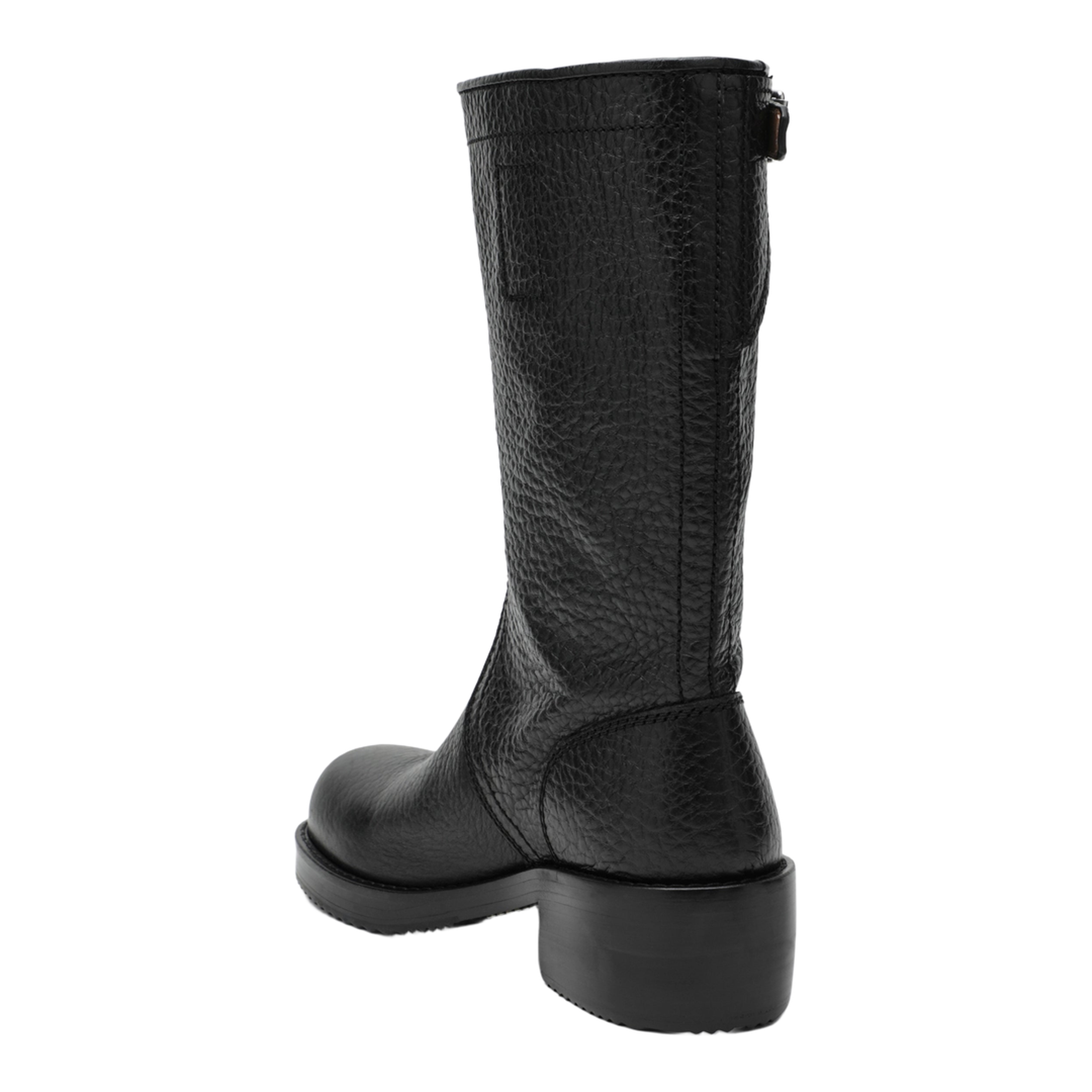 Black Leather Biker Boots - Image 2